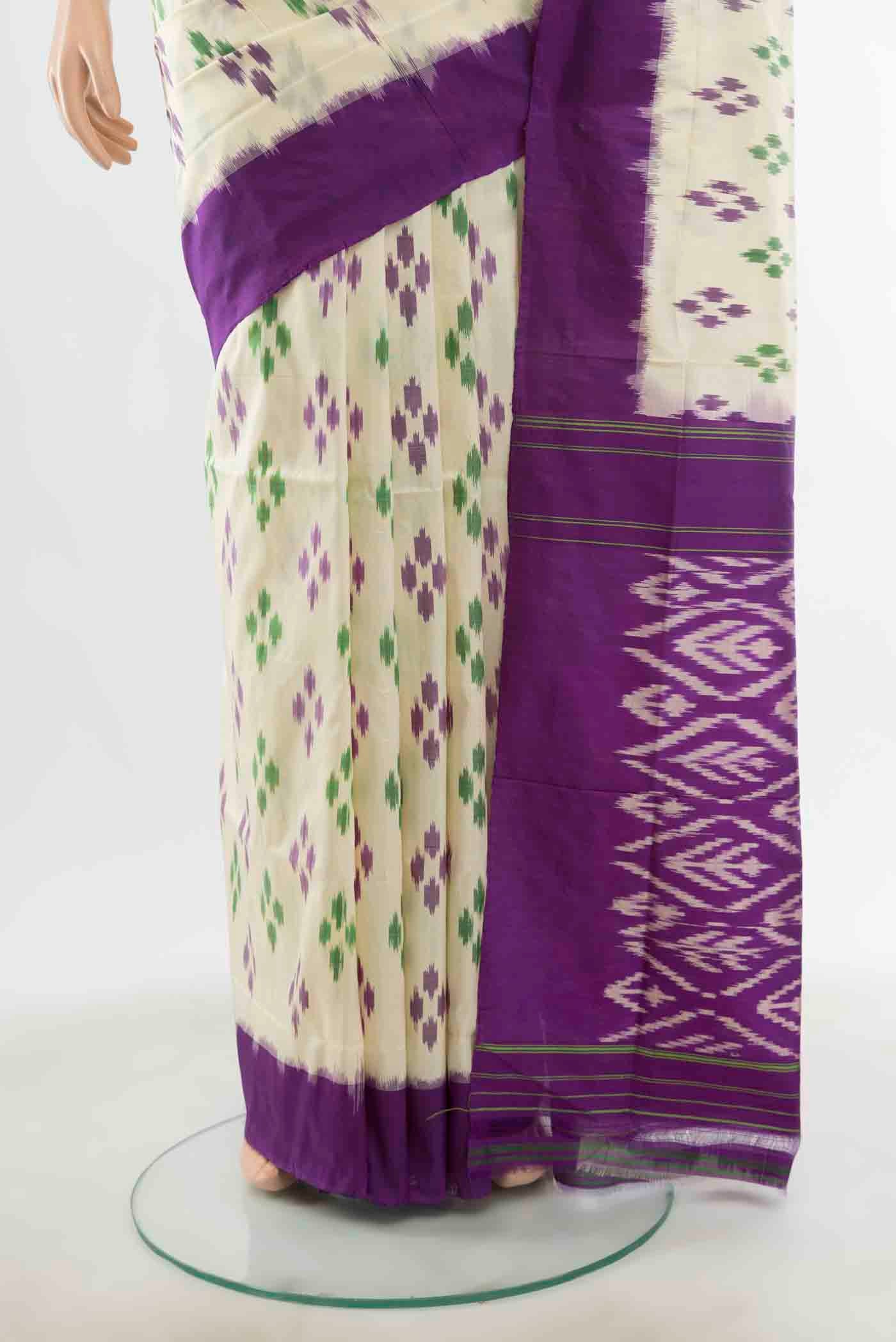 Cream Pochampally Saree - Image 3