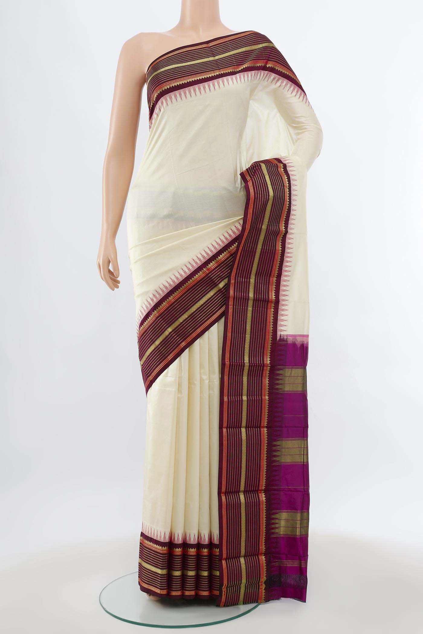 Off White Bangalore Silk Saree