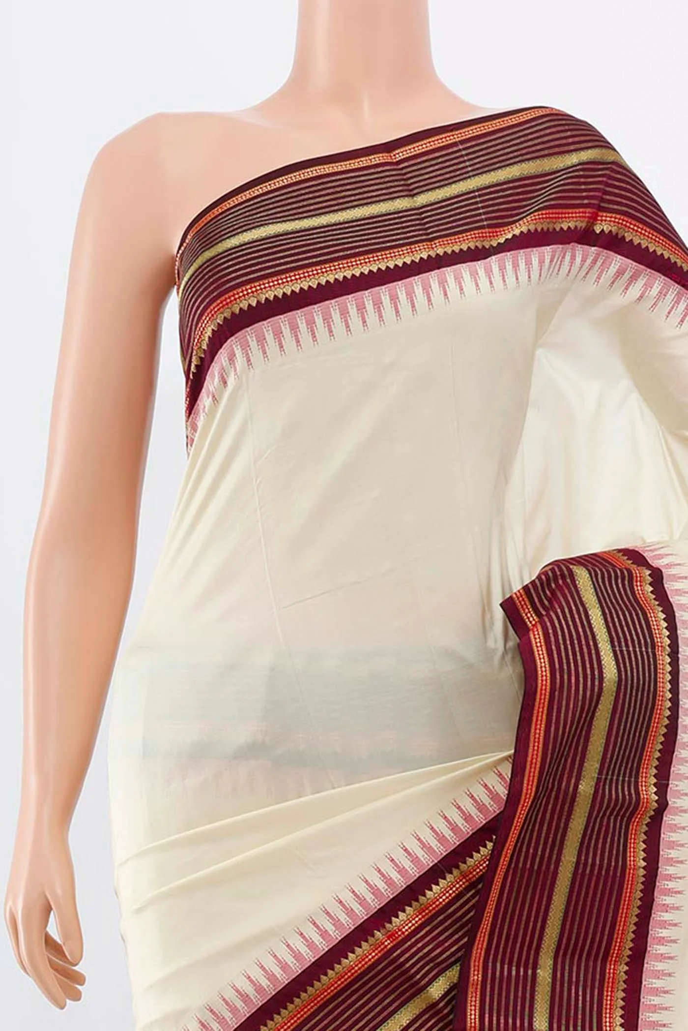 Off White Bangalore Silk Saree - Image 2
