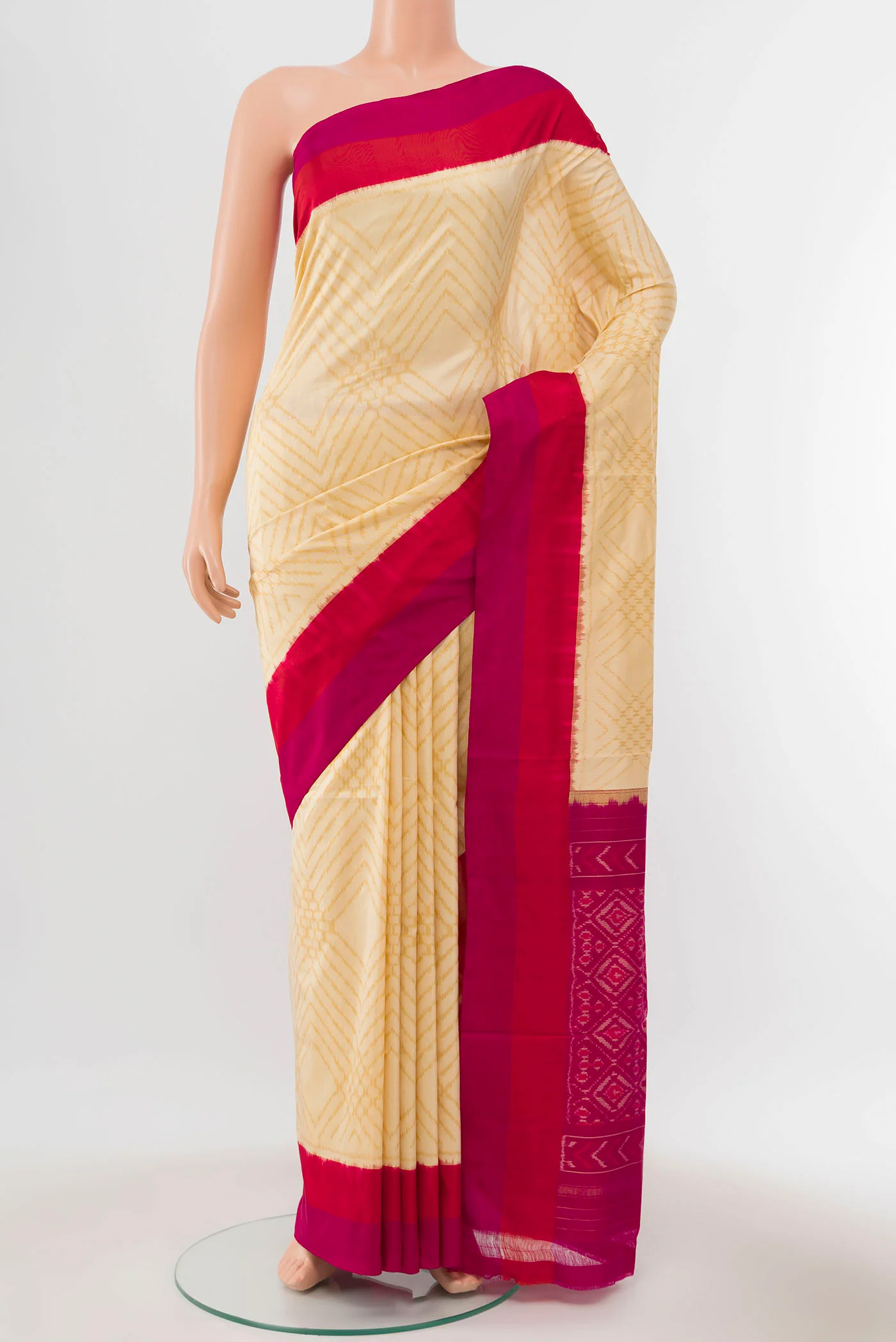 Cream Pochampally Silk Saree