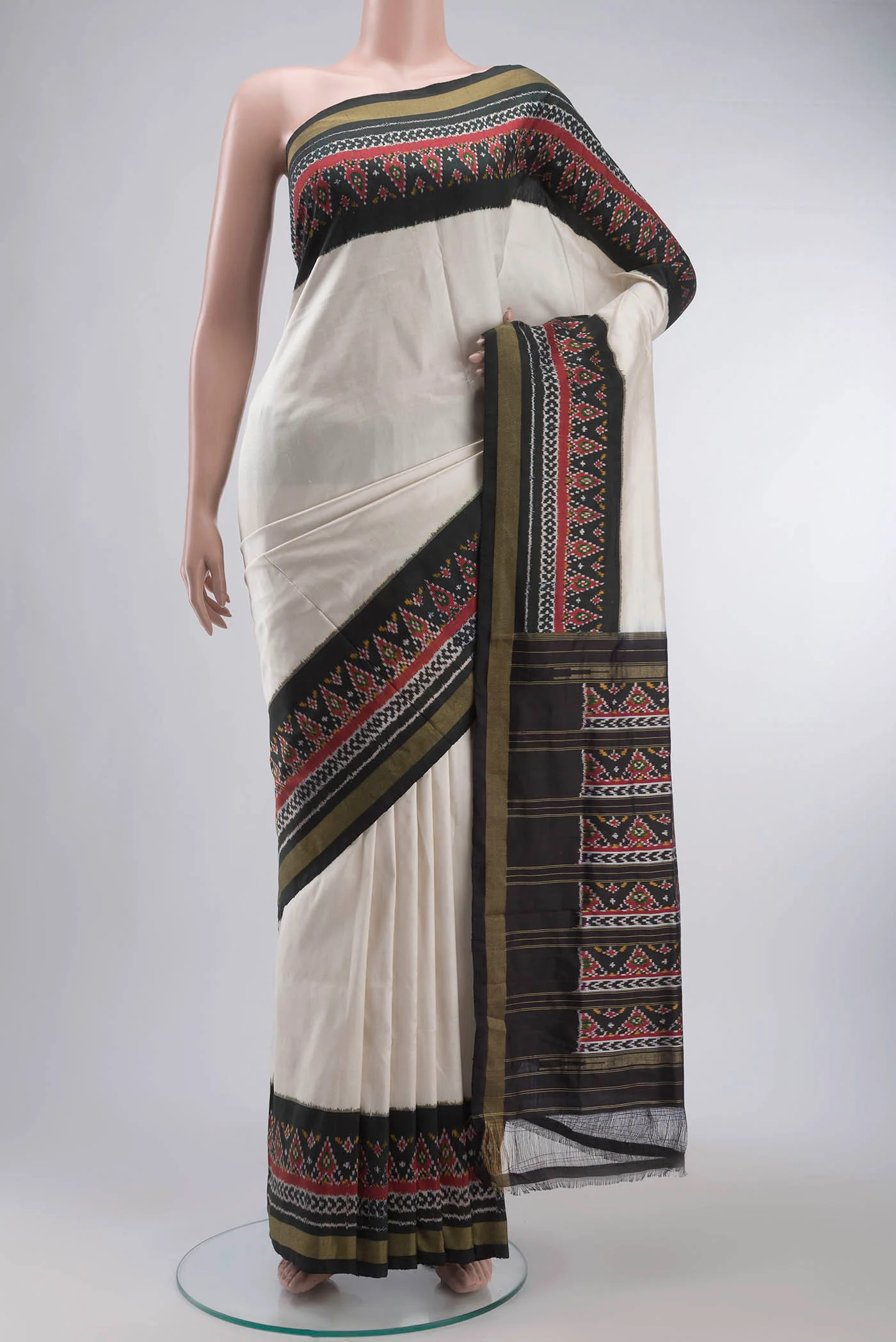 Cream Pochampally Silk Saree
