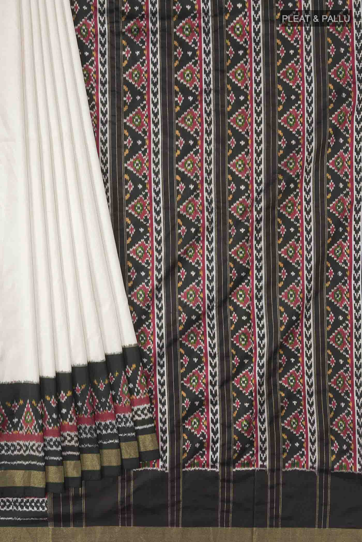Cream Pochampally Silk Saree - Image 4