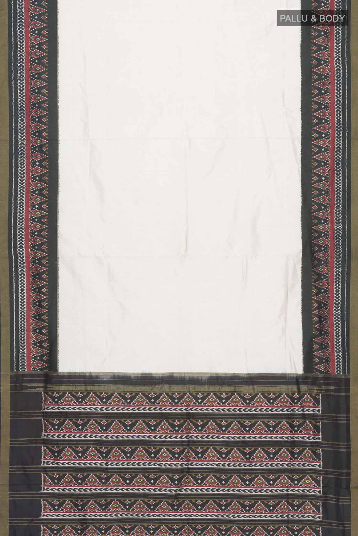 Cream Pochampally Silk Saree - Image 6