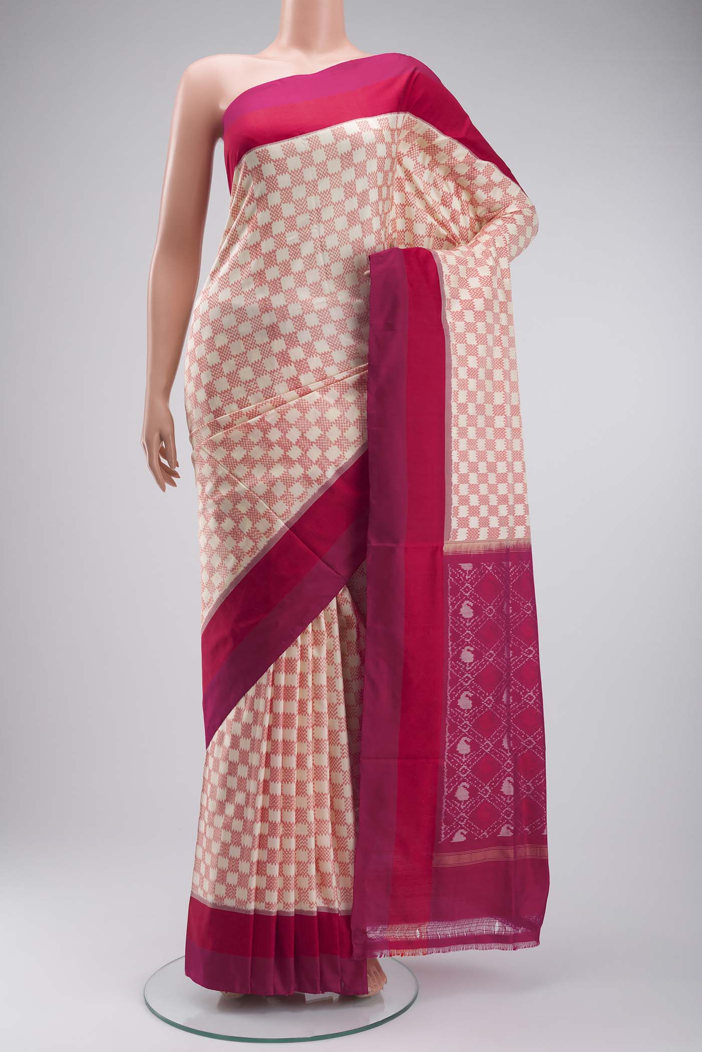 Cream Pochampally Silk Saree