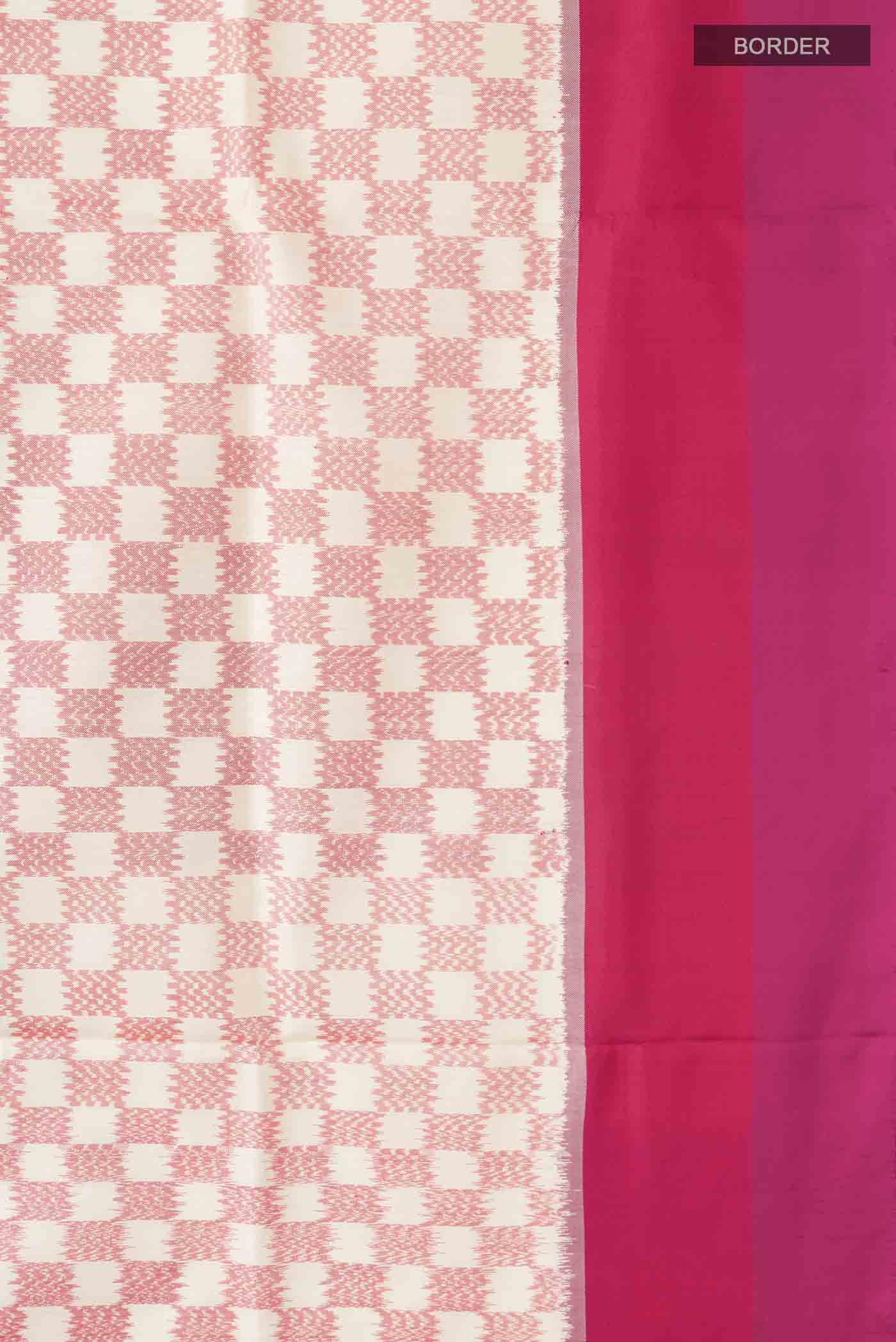 Cream Pochampally Silk Saree - Image 3