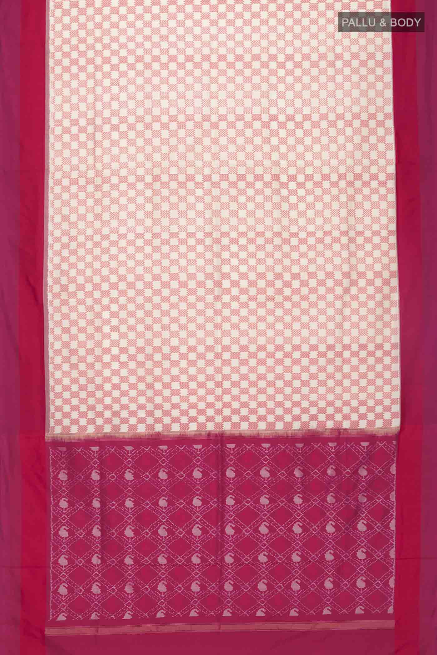 Cream Pochampally Silk Saree - Image 6
