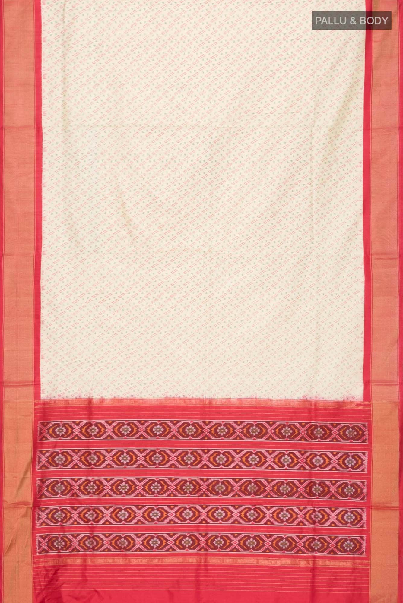 Cream Pochampally Silk Saree - Image 10