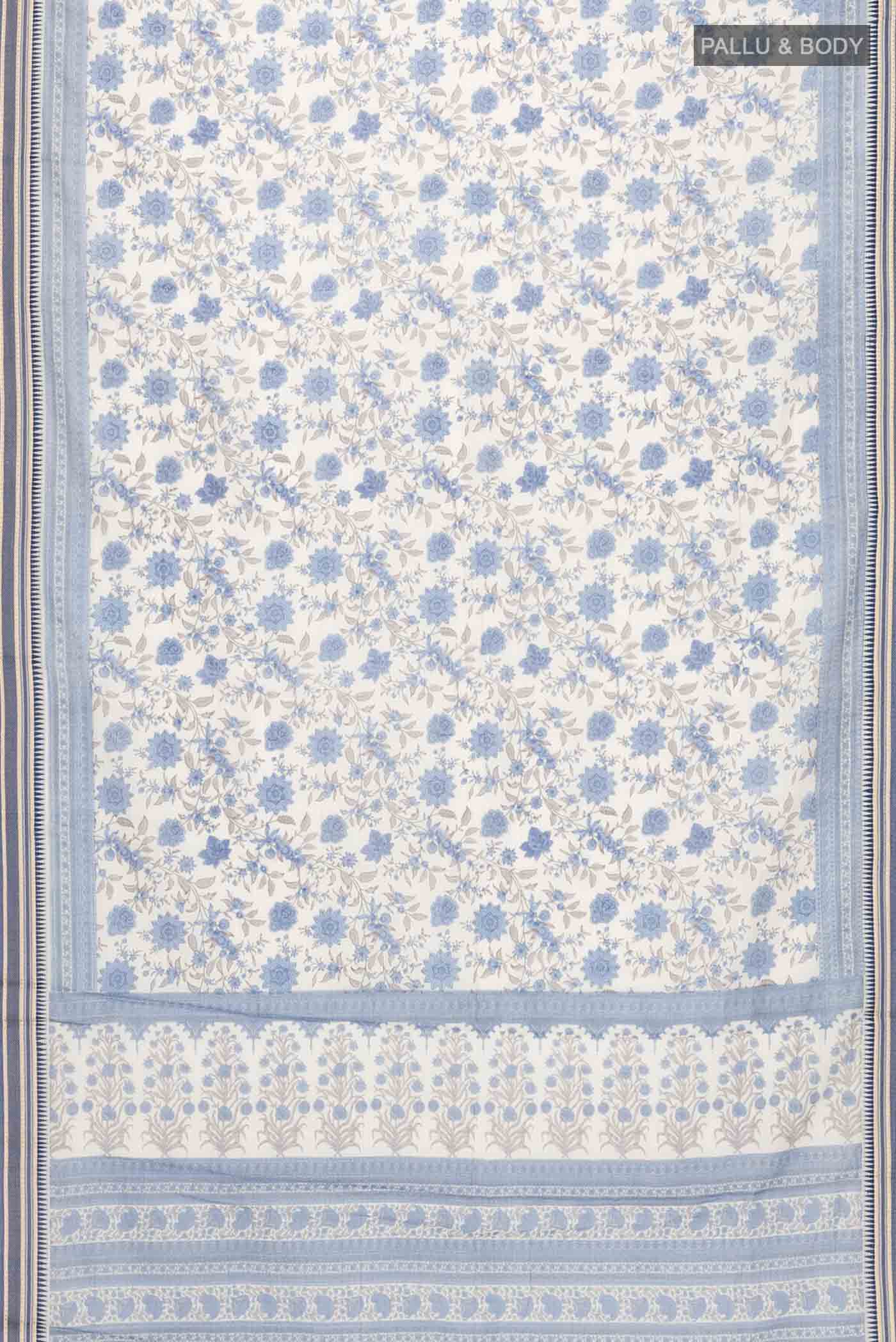 Cream Silk Cotton Saree - Image 5