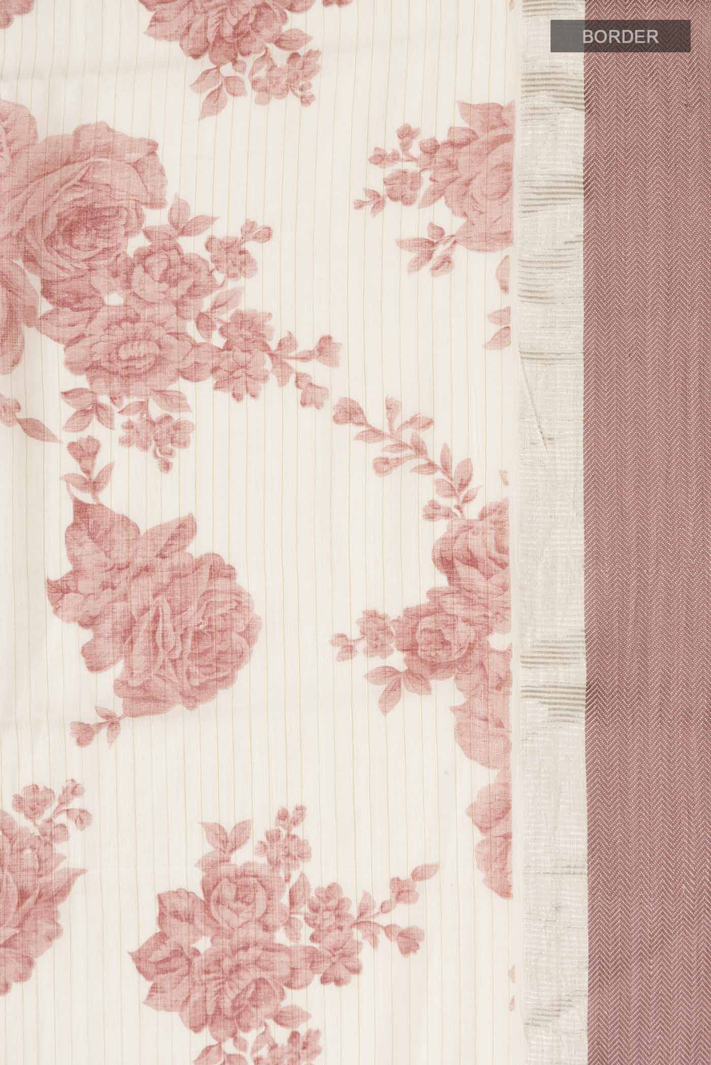 Cream Tussar Silk Saree - Image 3