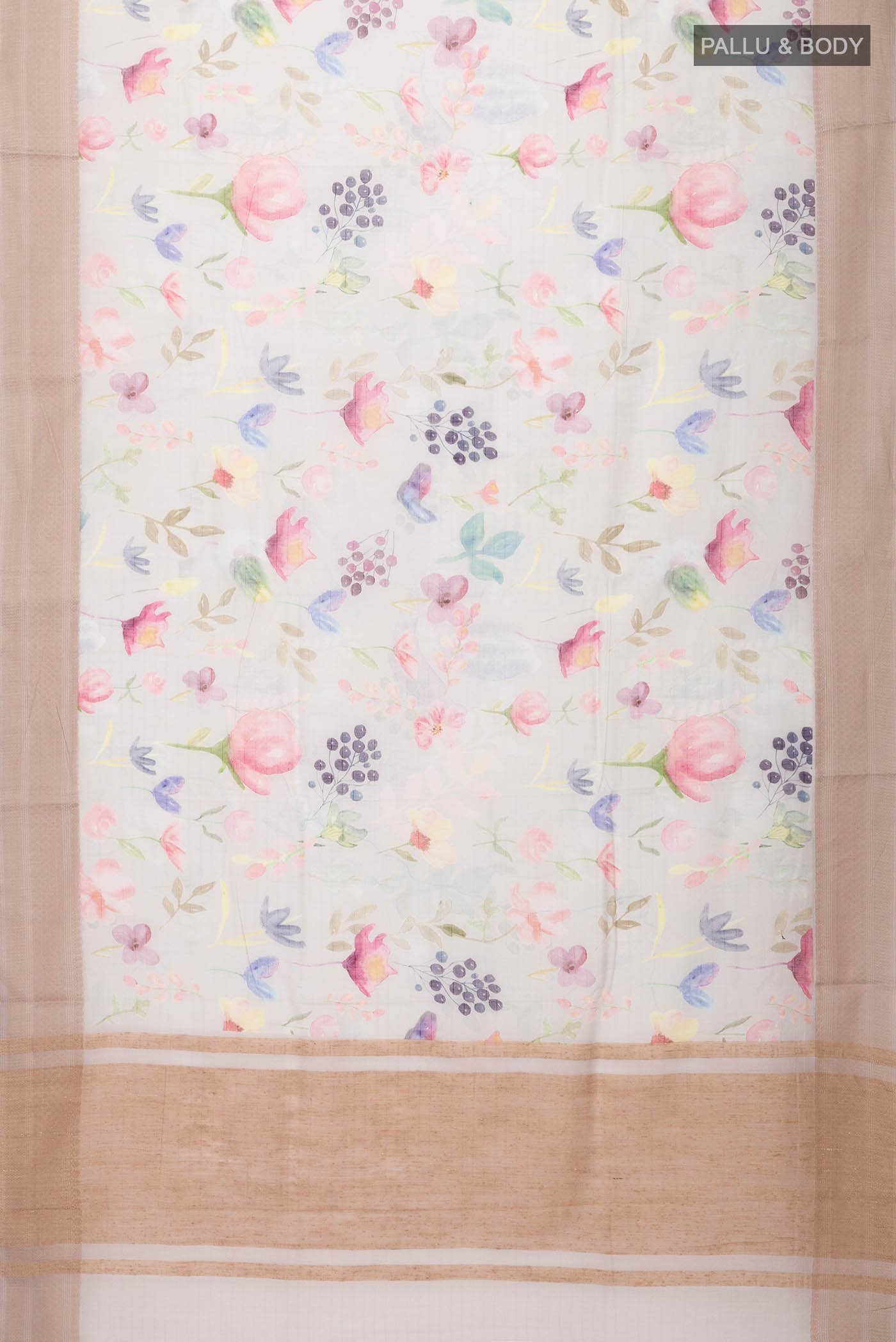 Cream Silk Cotton Saree - Image 2