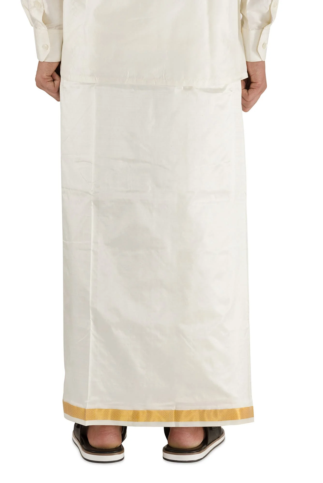 Cream Silk Dhoti 8 Muzham Dhoti - Image 3