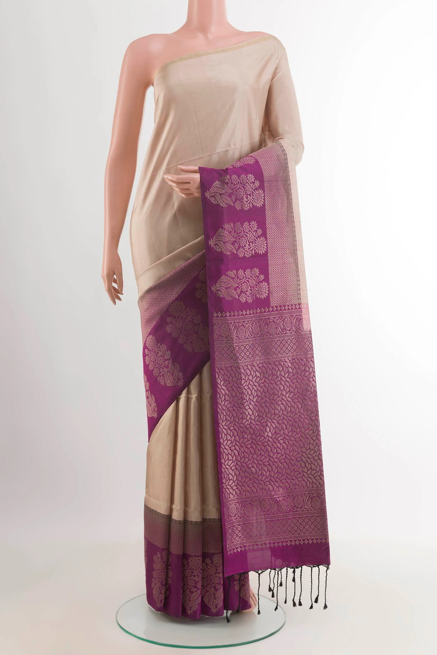 Cream Soft Silk Saree