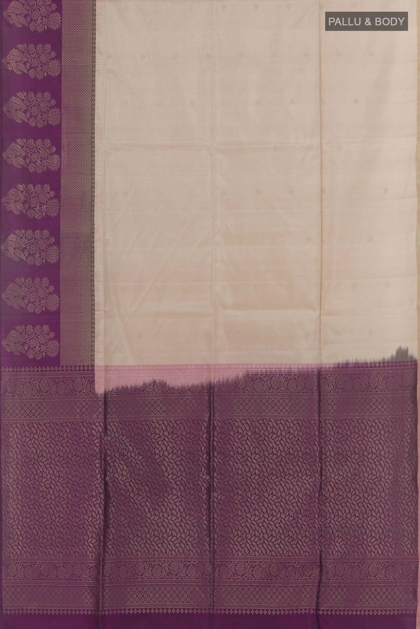 Cream Soft Silk Saree - Image 3