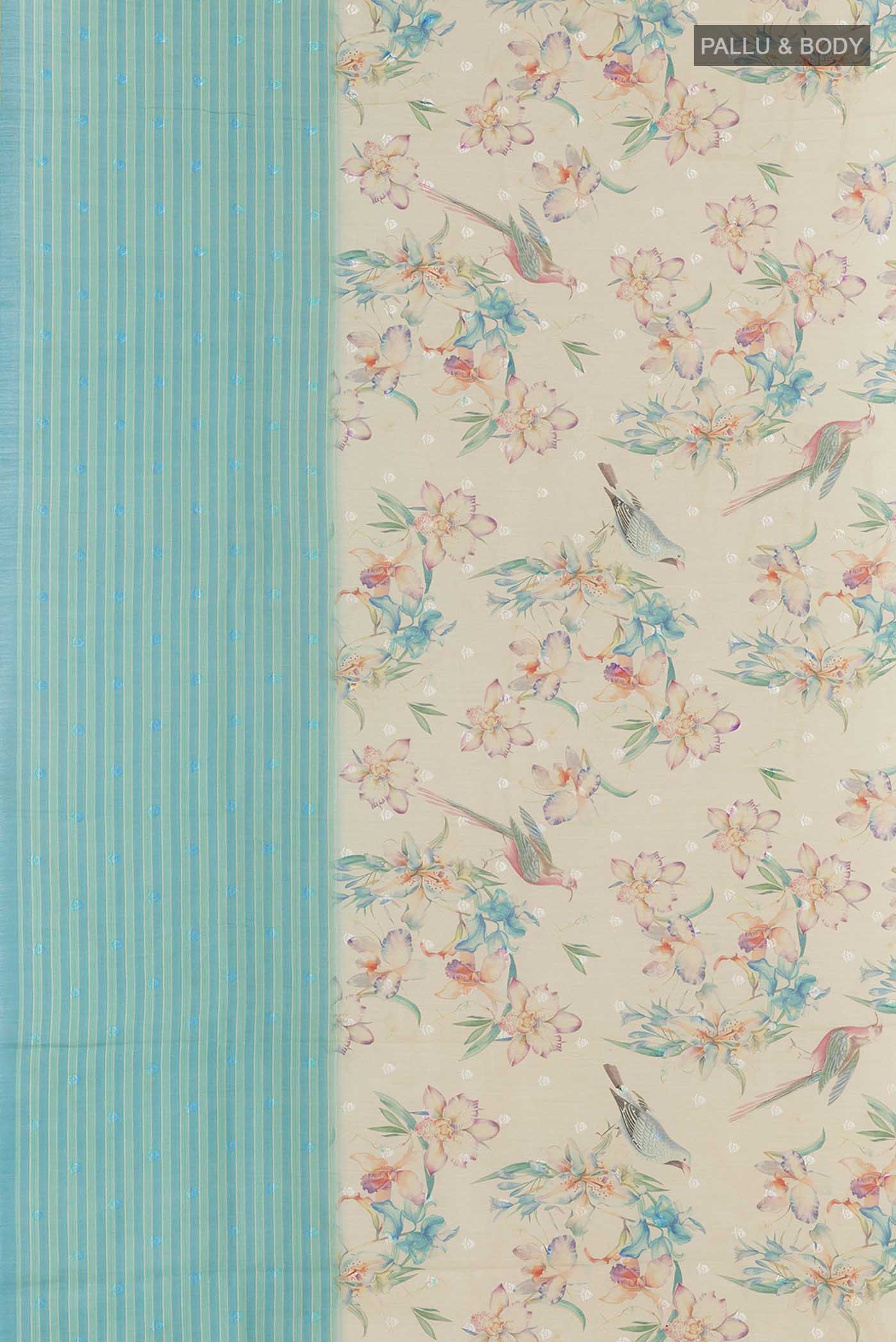 Cream Tussar Saree - Image 5