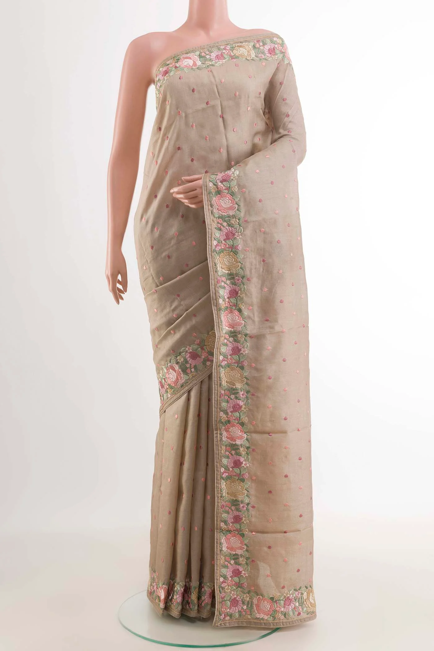 Cream Tussar Saree