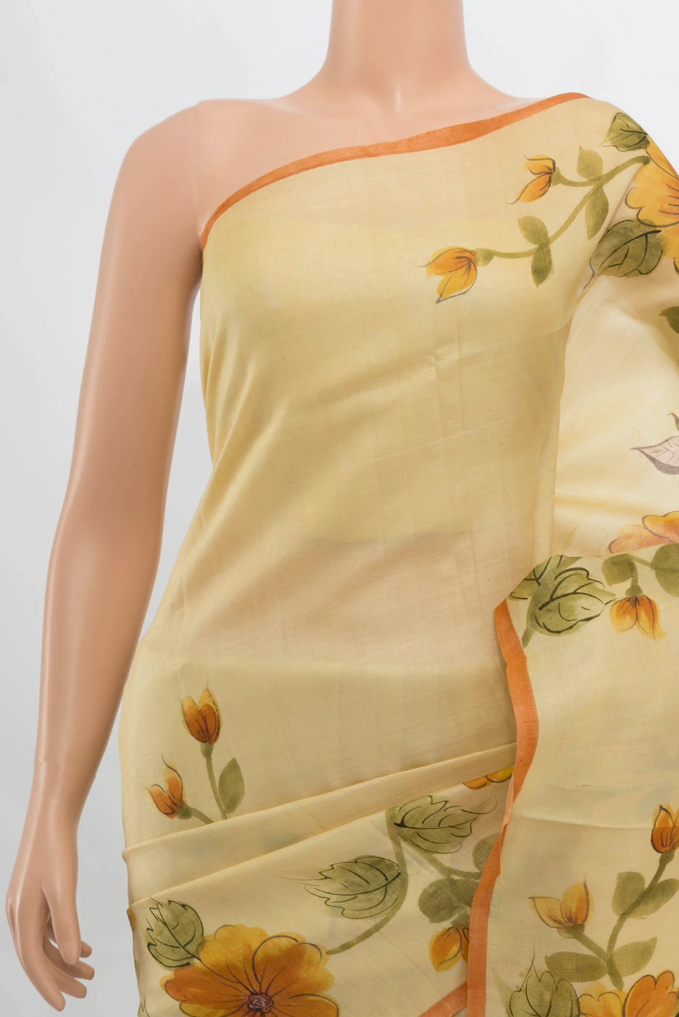 Cream Tussar Silk Saree - Image 2