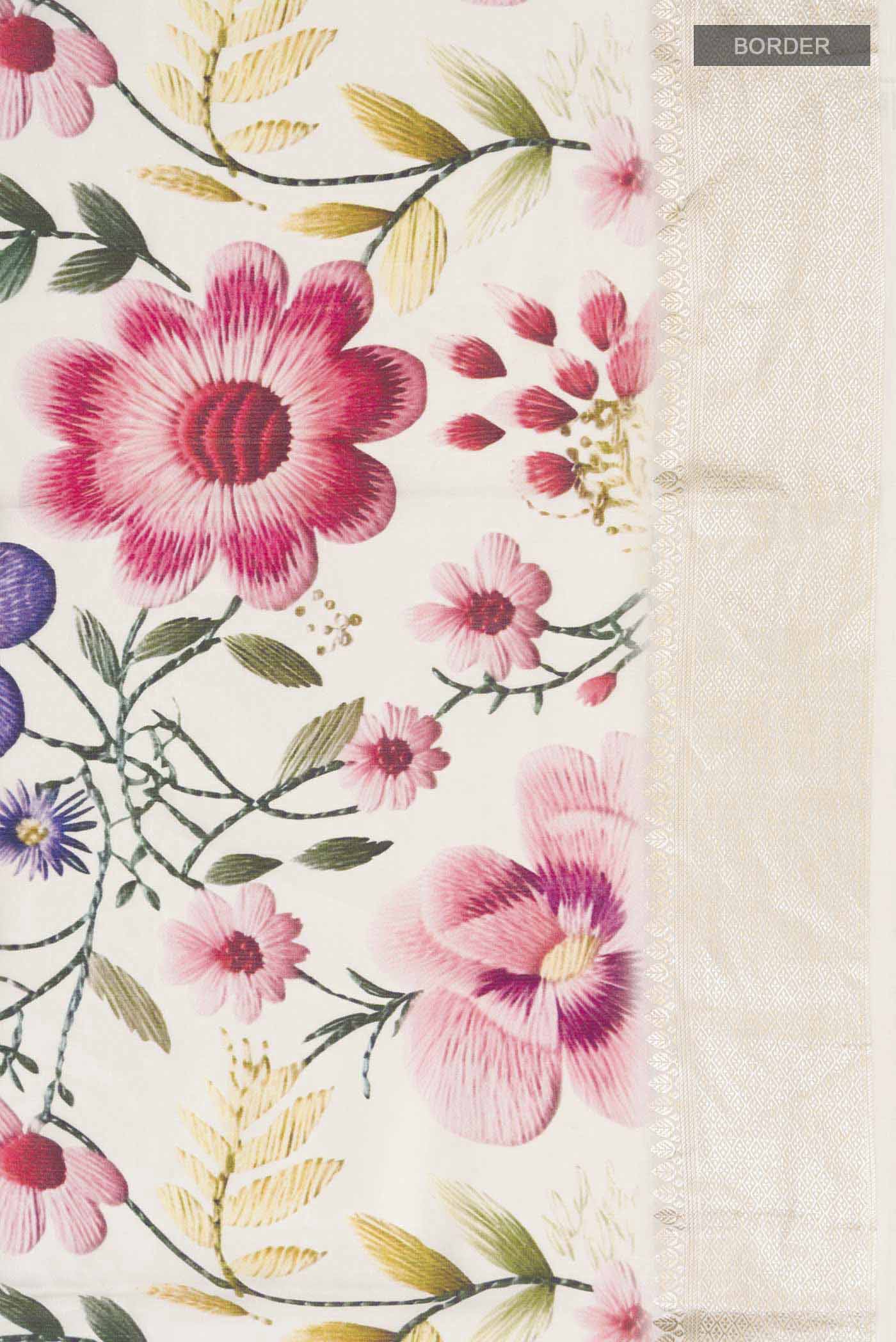 Cream Tussar Silk Saree - Image 3