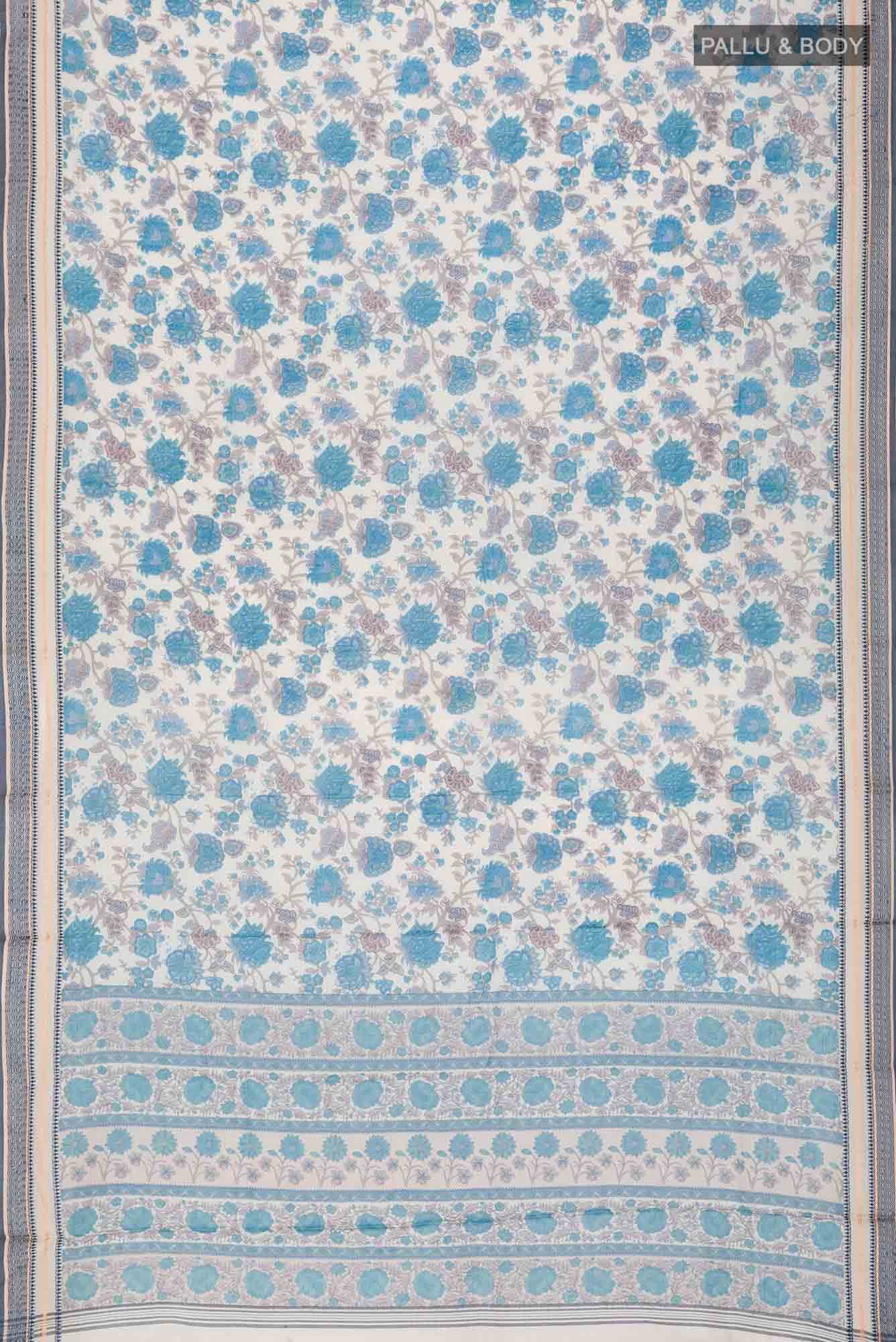 Cream Tussar Silk Saree - Image 3