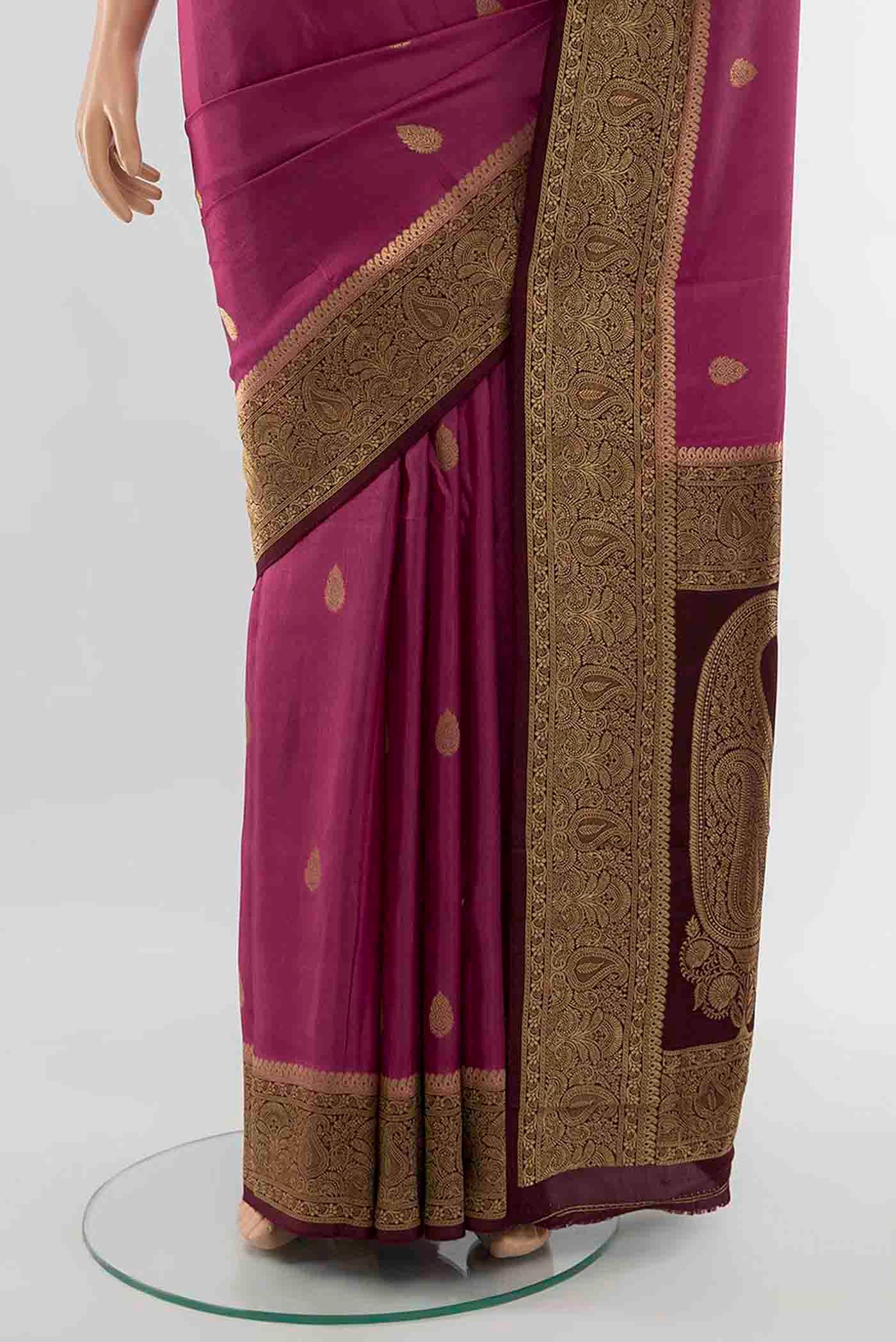 Light Magenta Blended Crepe Saree - Image 3