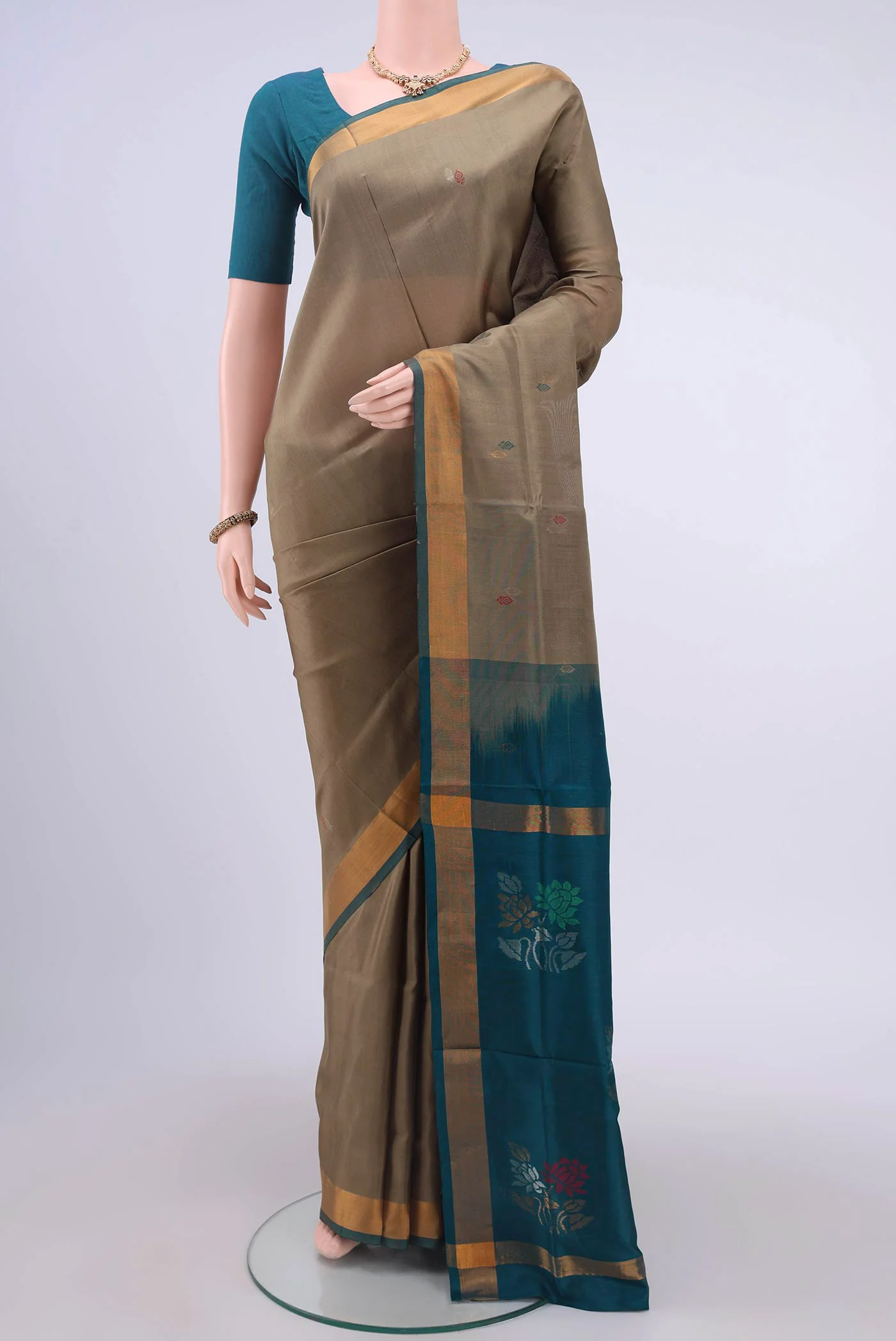 Dark Beige Uppada Silk Saree