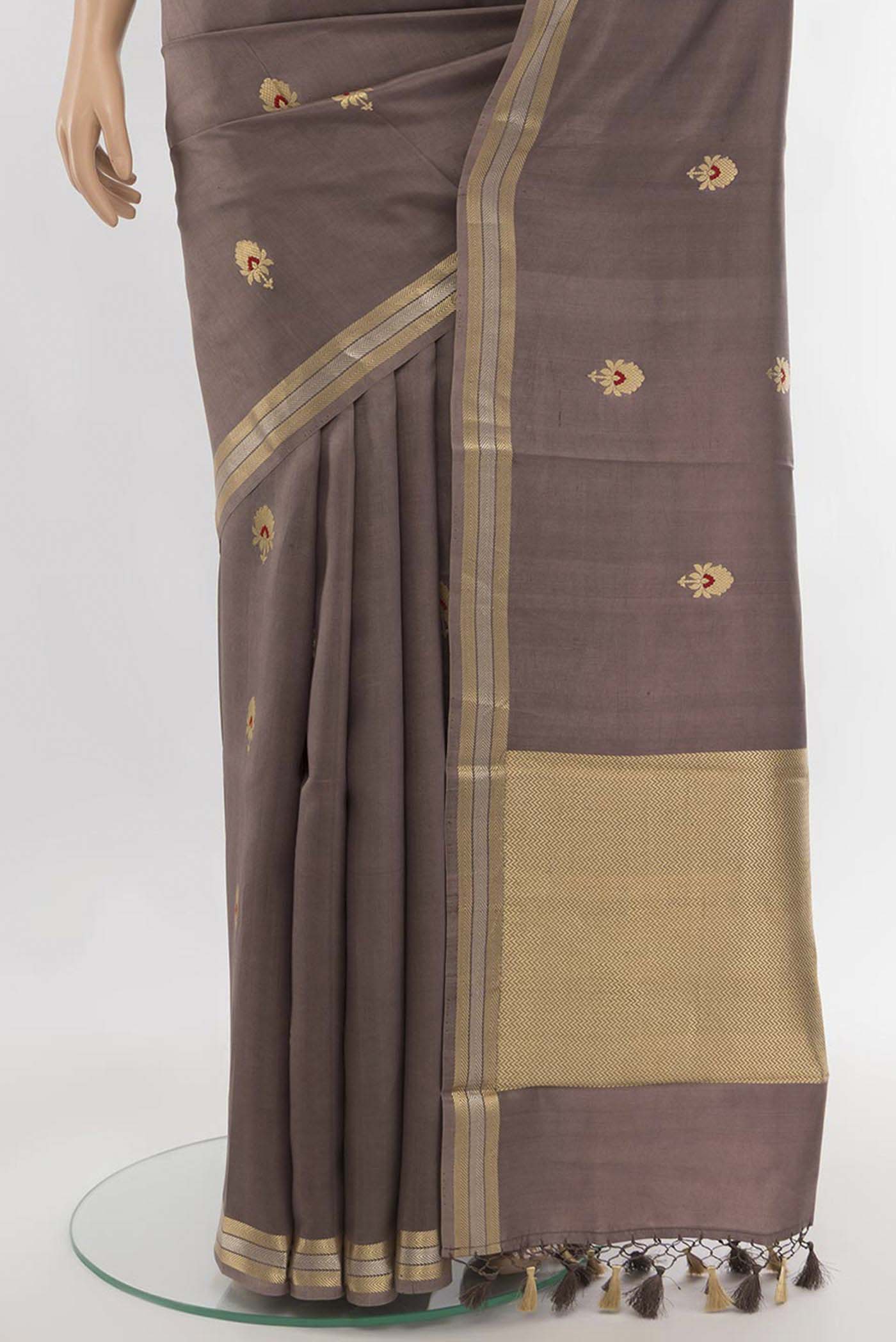 Mauve Banarasi Silk Saree - Image 3