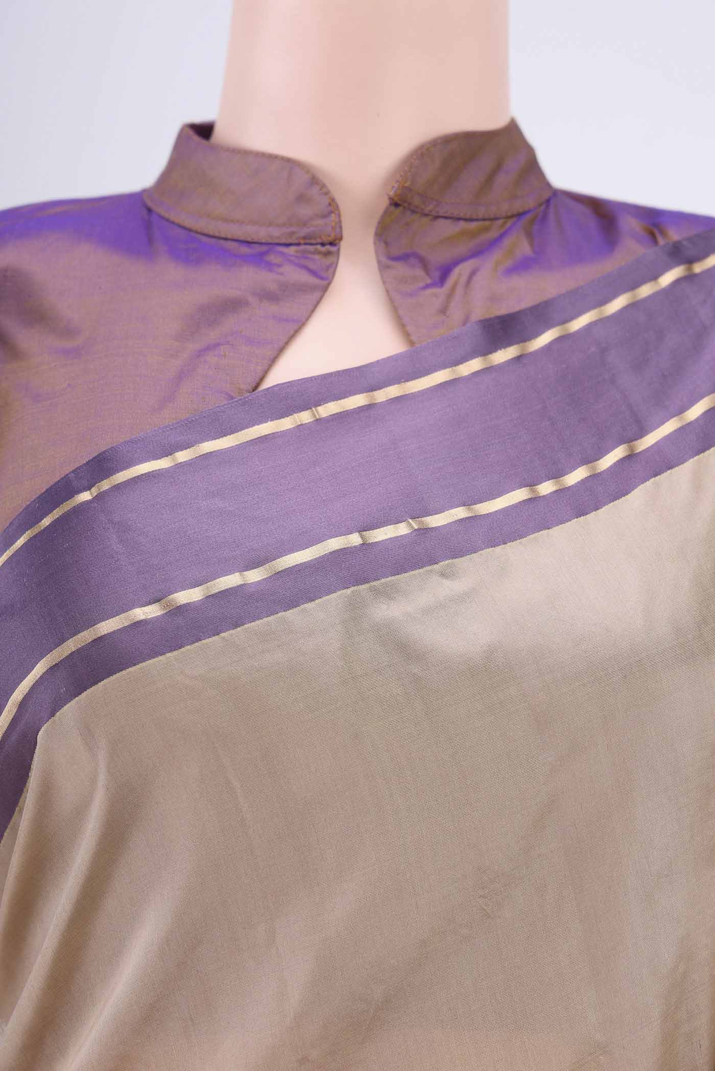 Dark Beige Banarasi Katan Silk Saree - Image 2