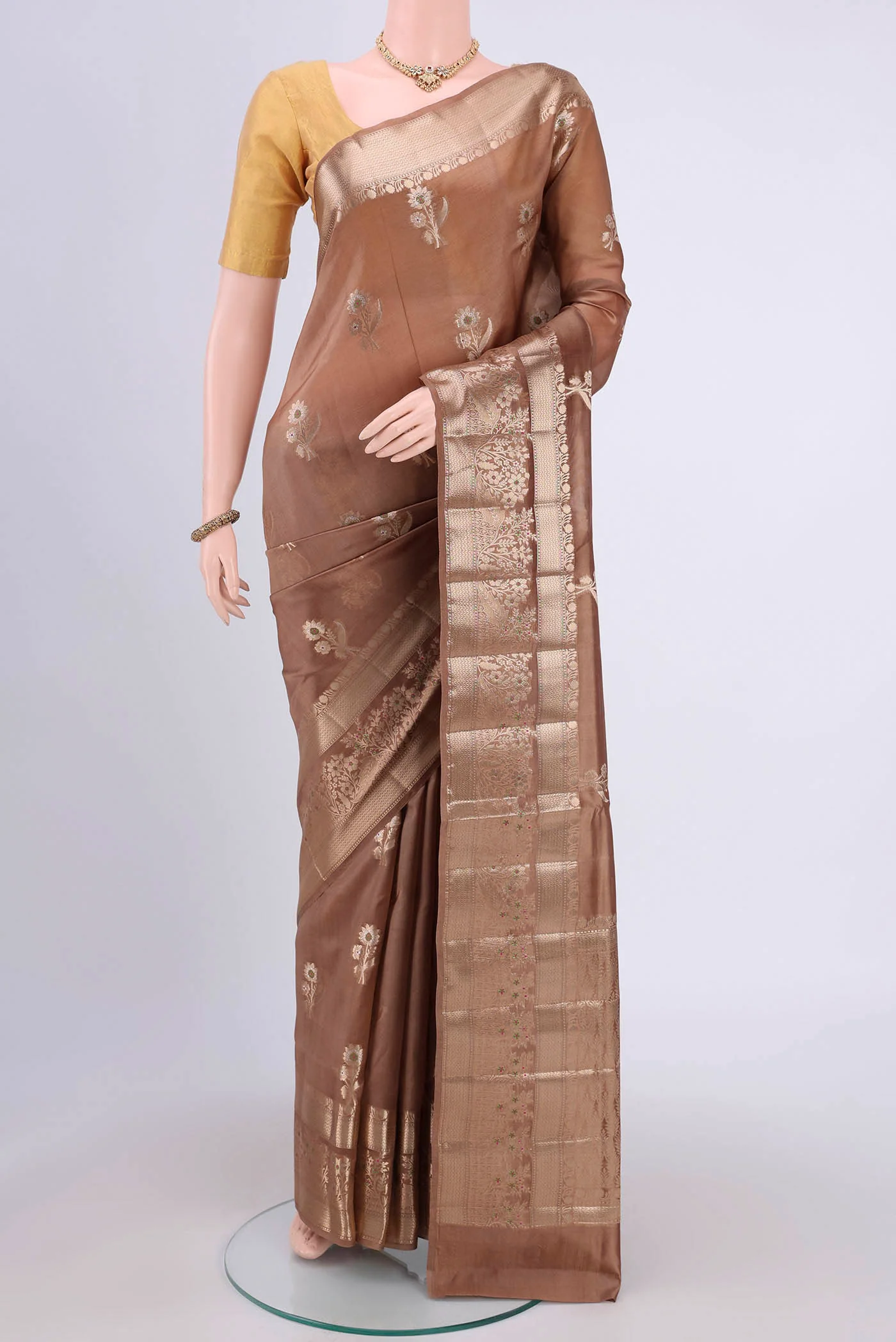 Brown Banarasi Raw Silk Saree