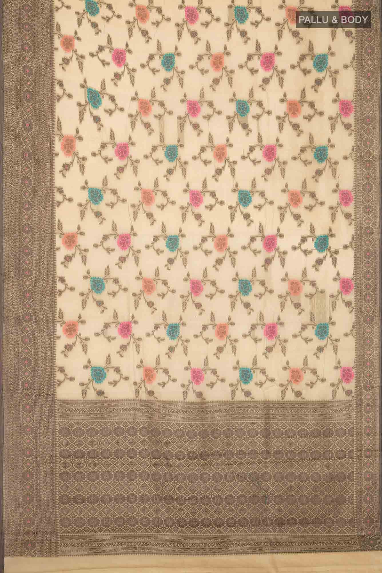 Dark Beige Banarasi Raw Silk Saree - Image 2