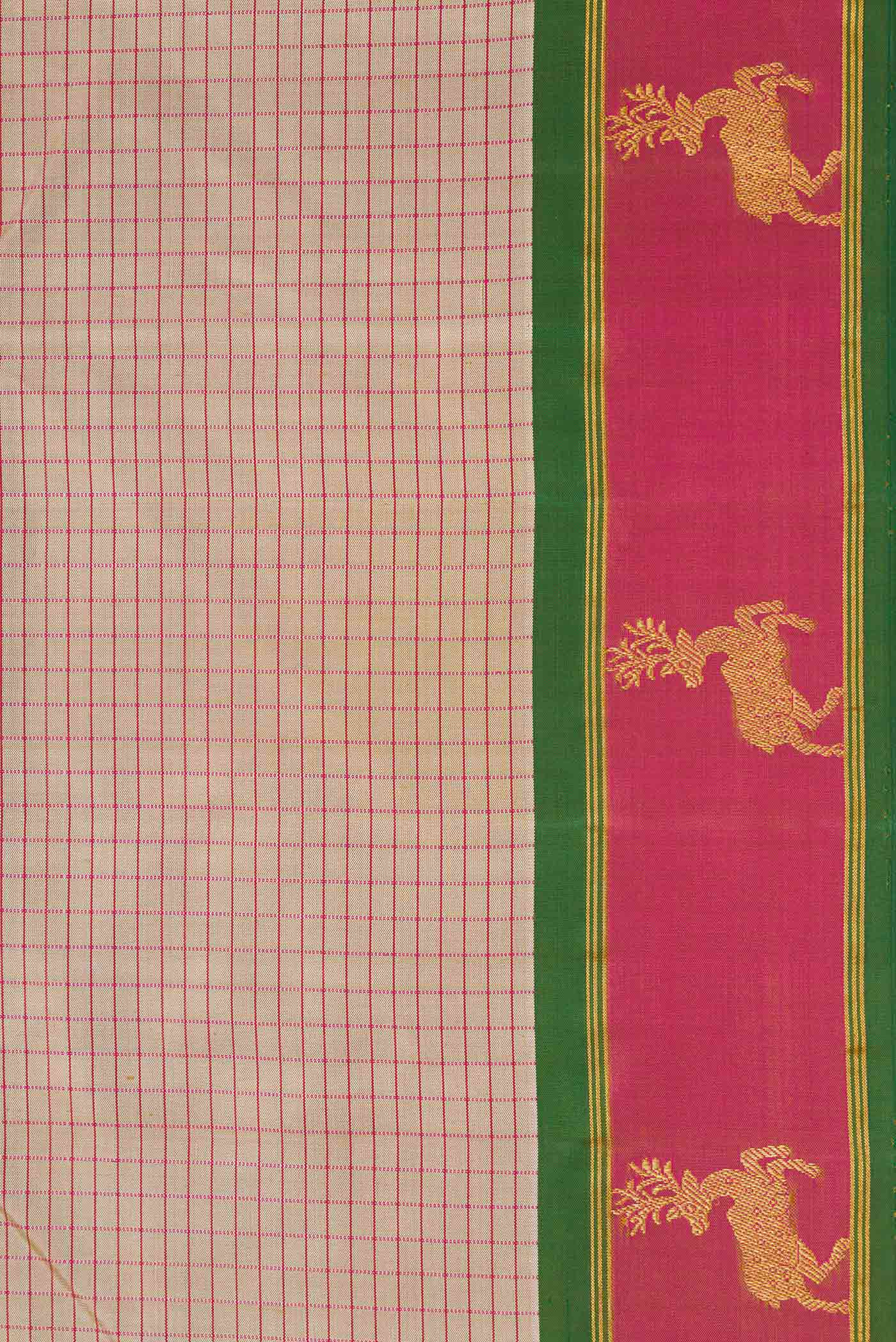 Dark Beige Dual Tone Kanchipuram Silk Saree - Image 3
