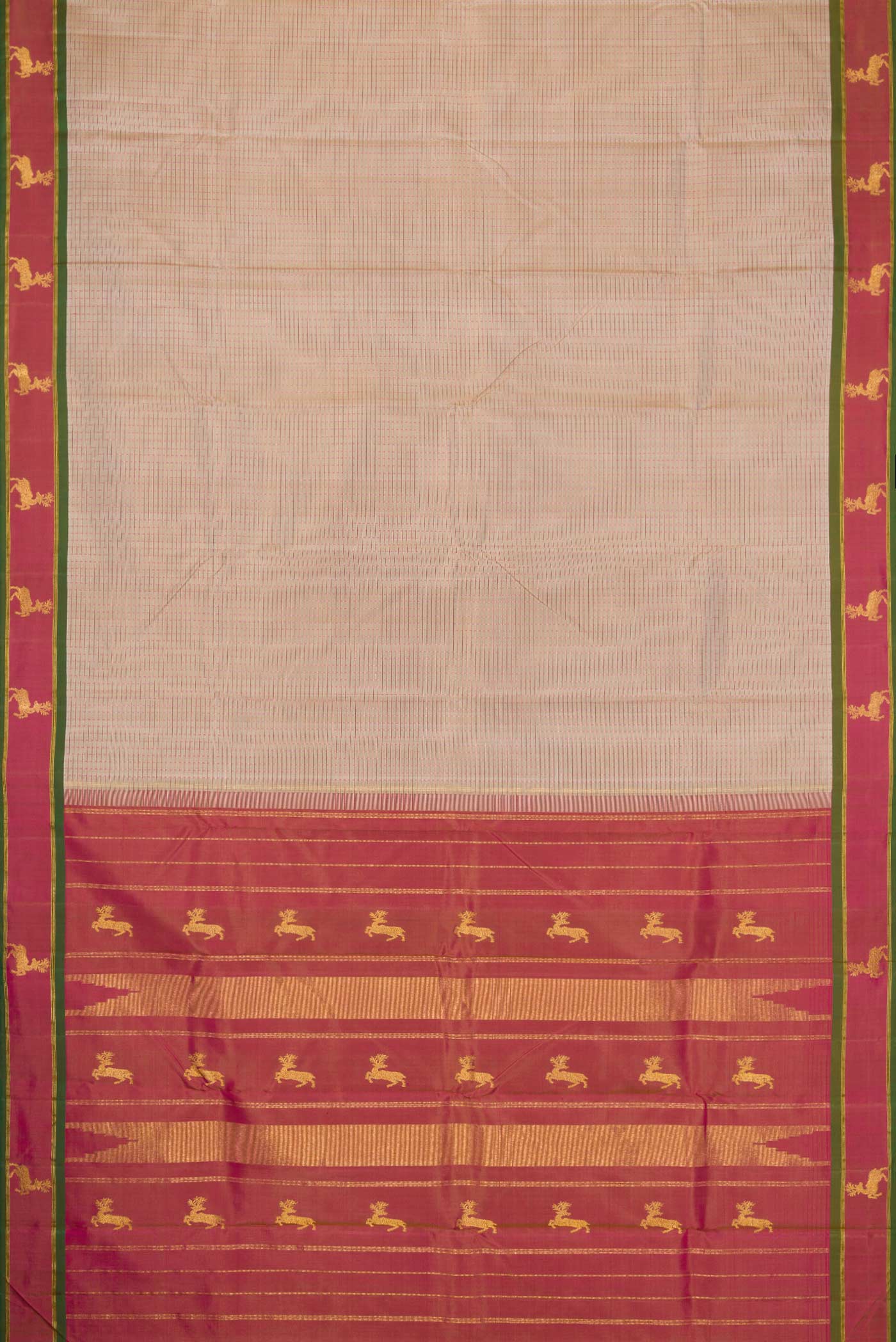 Dark Beige Dual Tone Kanchipuram Silk Saree - Image 6