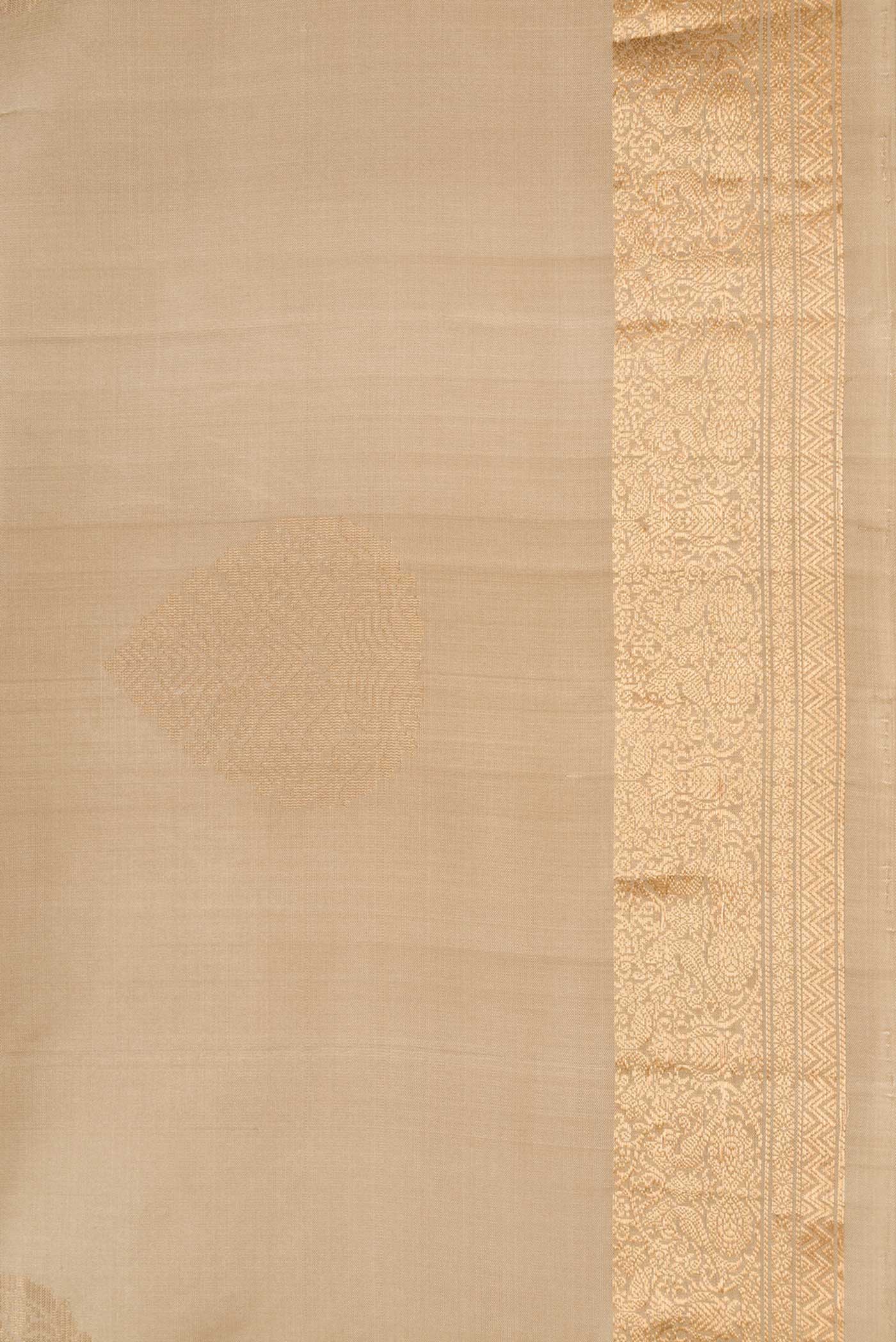 Dark Beige Dual Tone Kanchipuram Silk Saree - Image 3