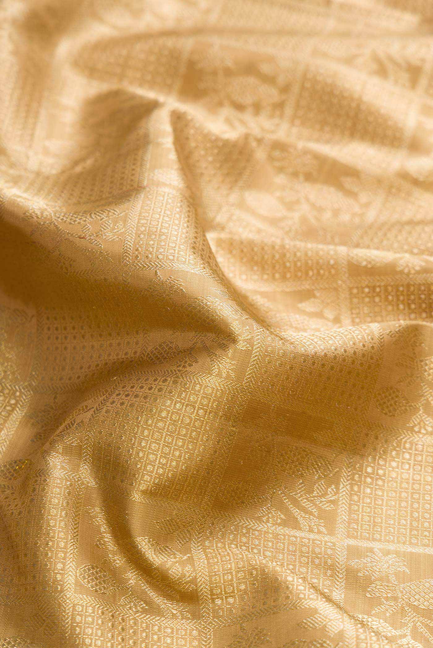 Dark Beige Dual Tone Kanchipuram Silk Saree - Image 2