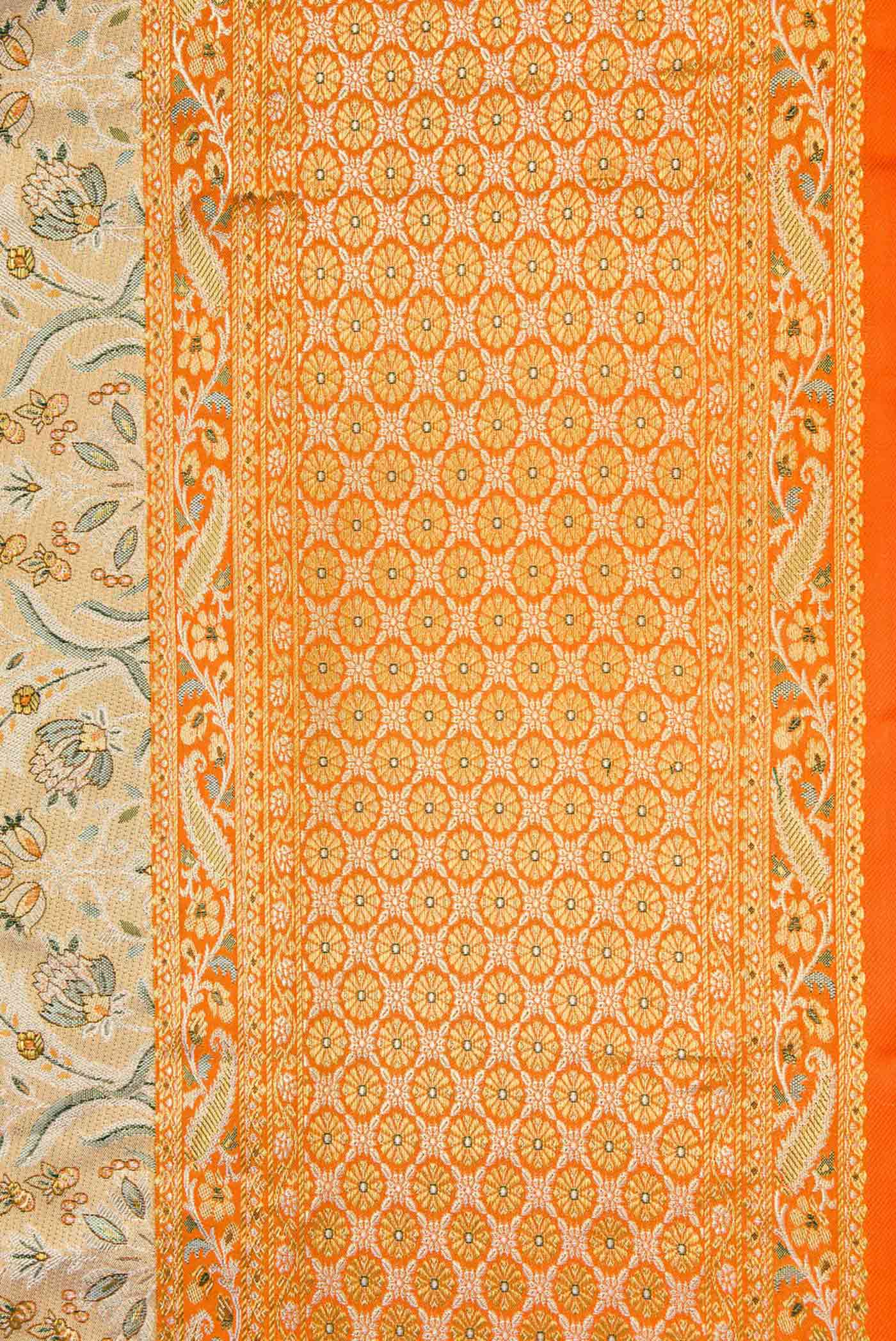 Dark Beige Dual Tone Kanchipuram Tissue Silk Saree - Image 3