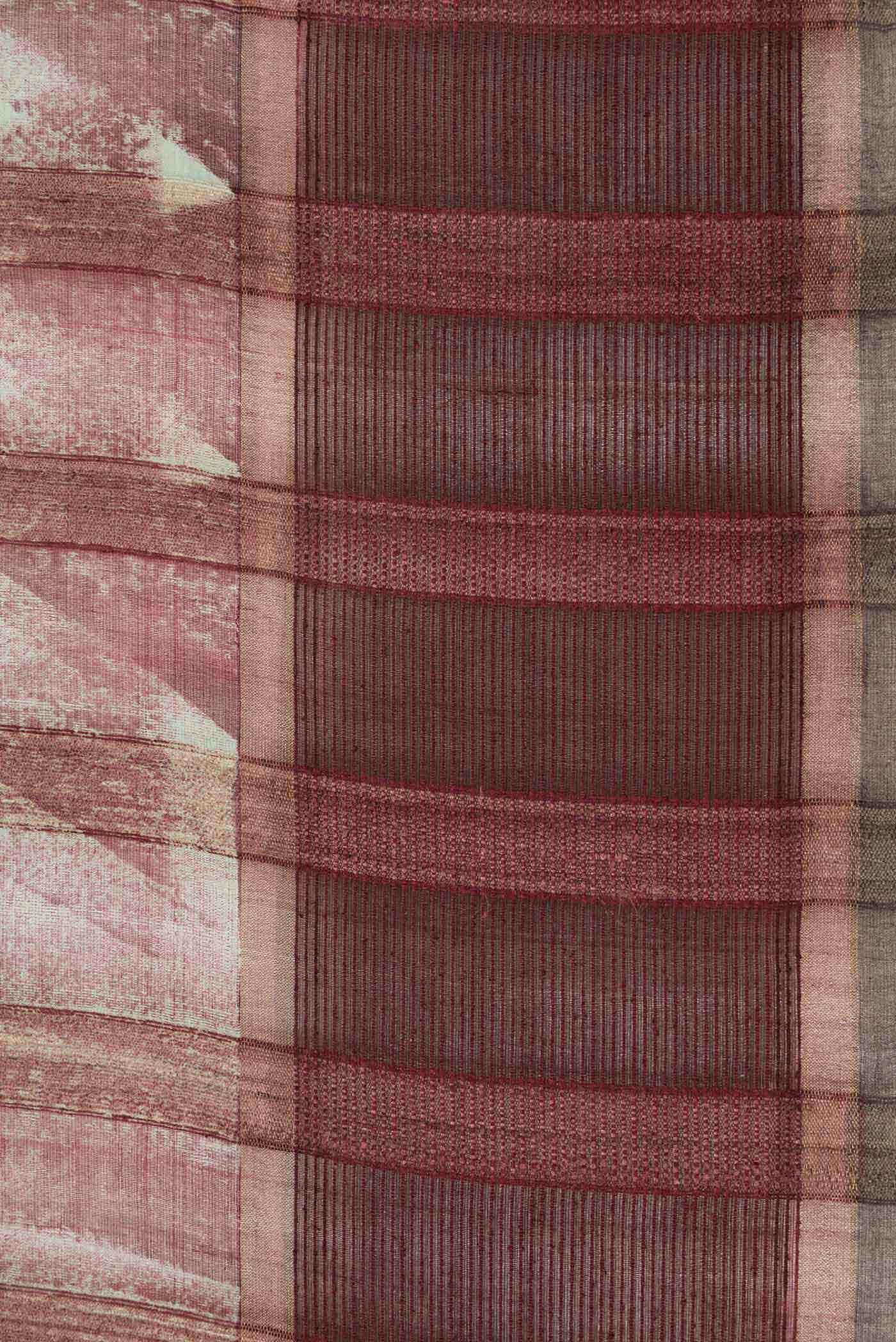Dark Beige Dual Tone Tussar Silk Saree - Image 3