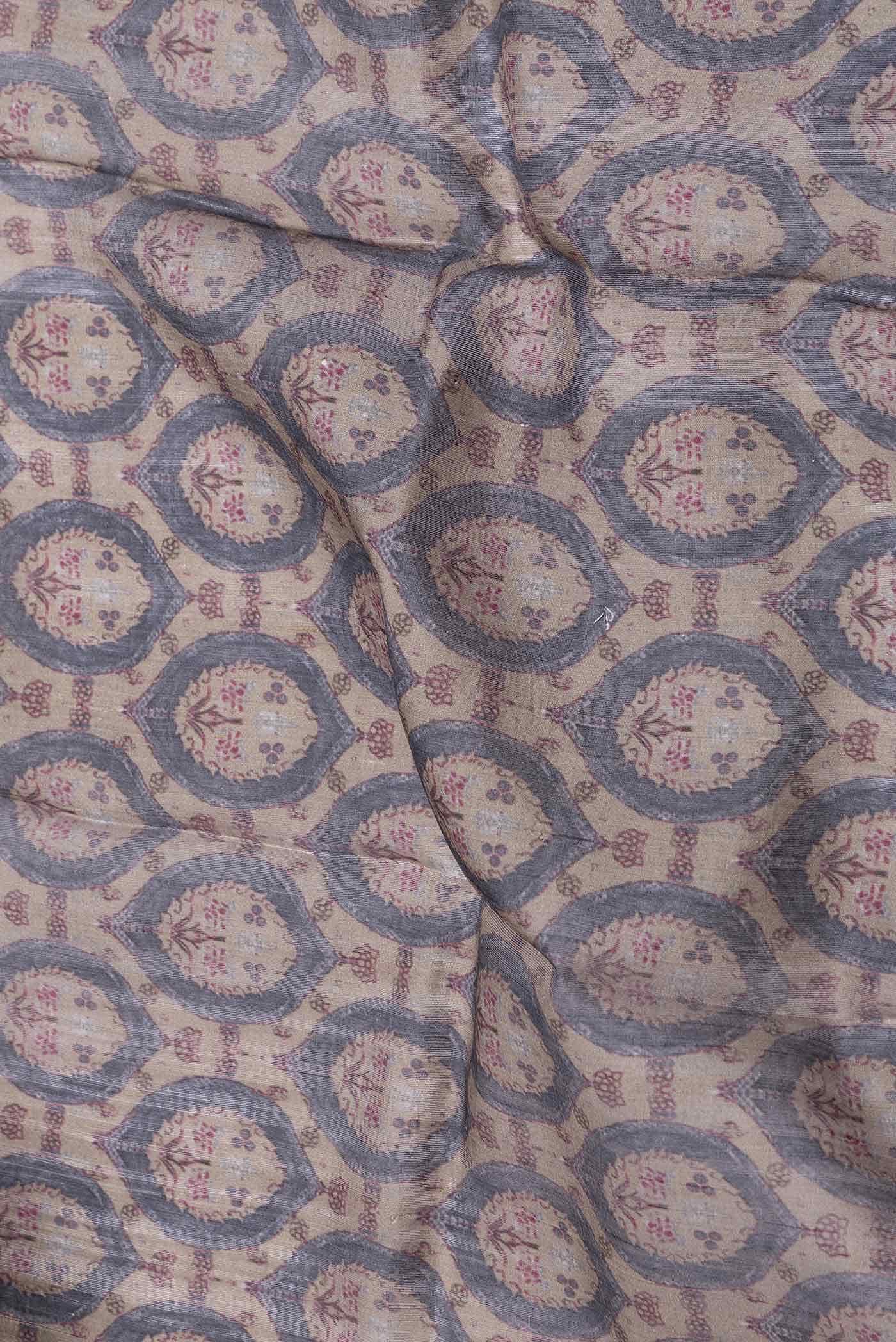 Dark Beige Dual Tone Tussar Silk Saree - Image 2