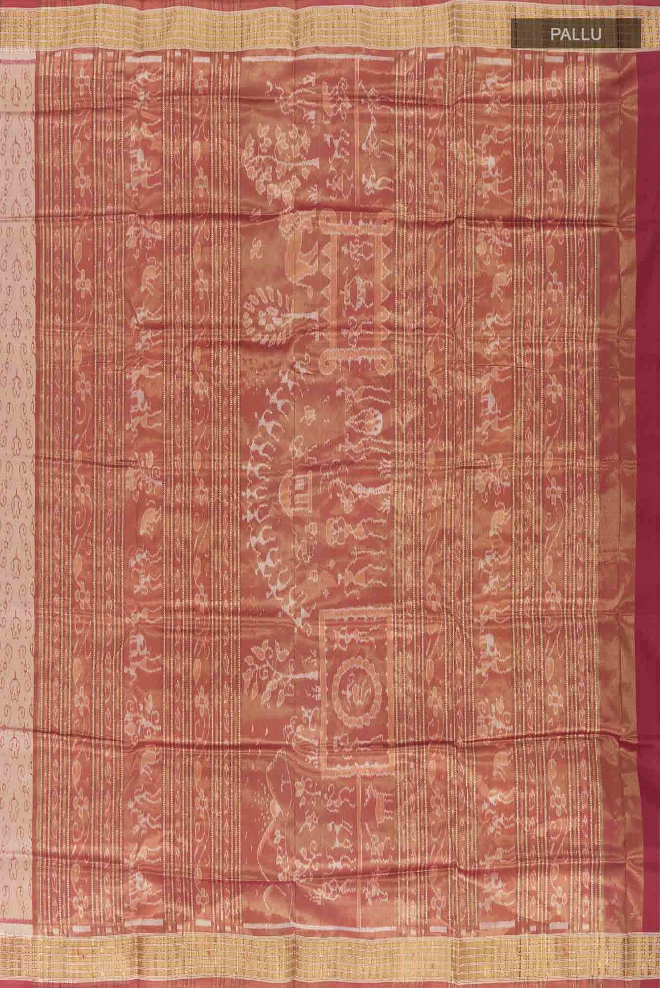 Dark Beige Orissa Silk Saree - Image 5