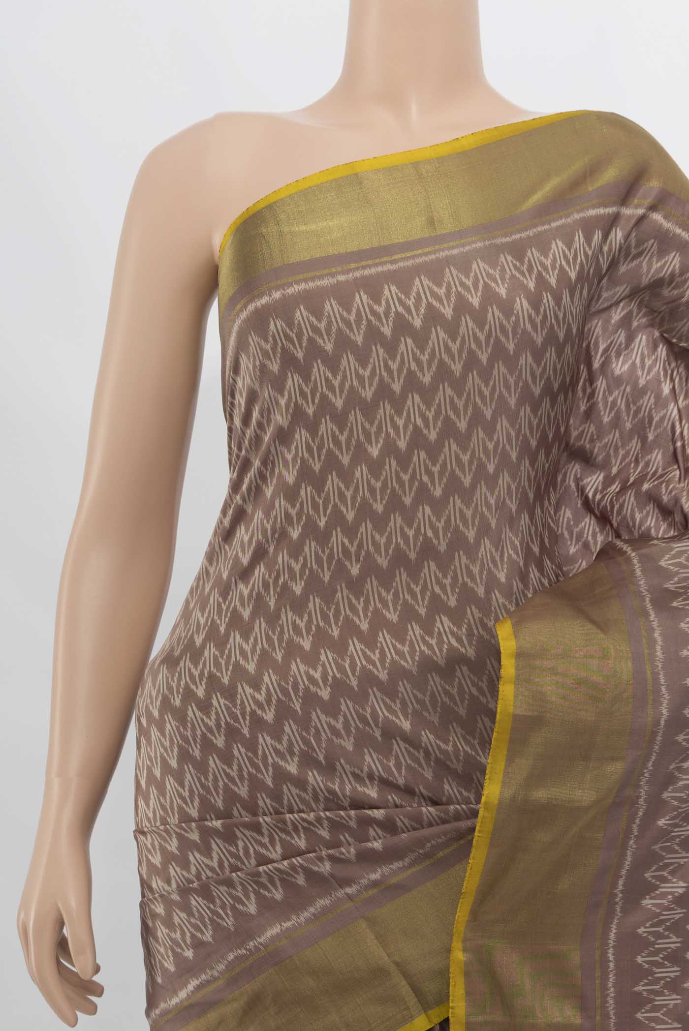 Dark Mauve Pochampally Silk Saree - Image 2