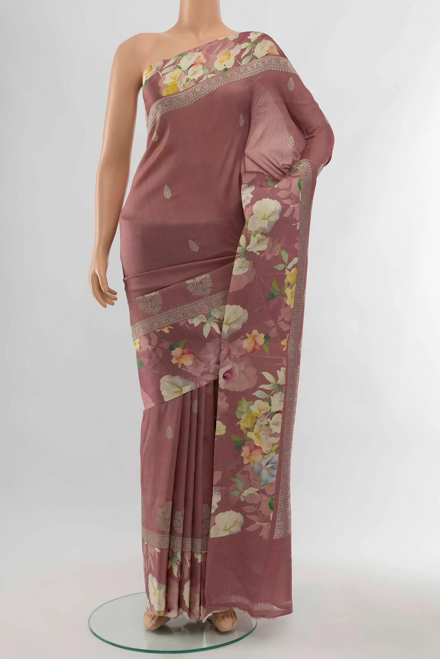 Mauve Bhagalpuri Tussar Silk Saree