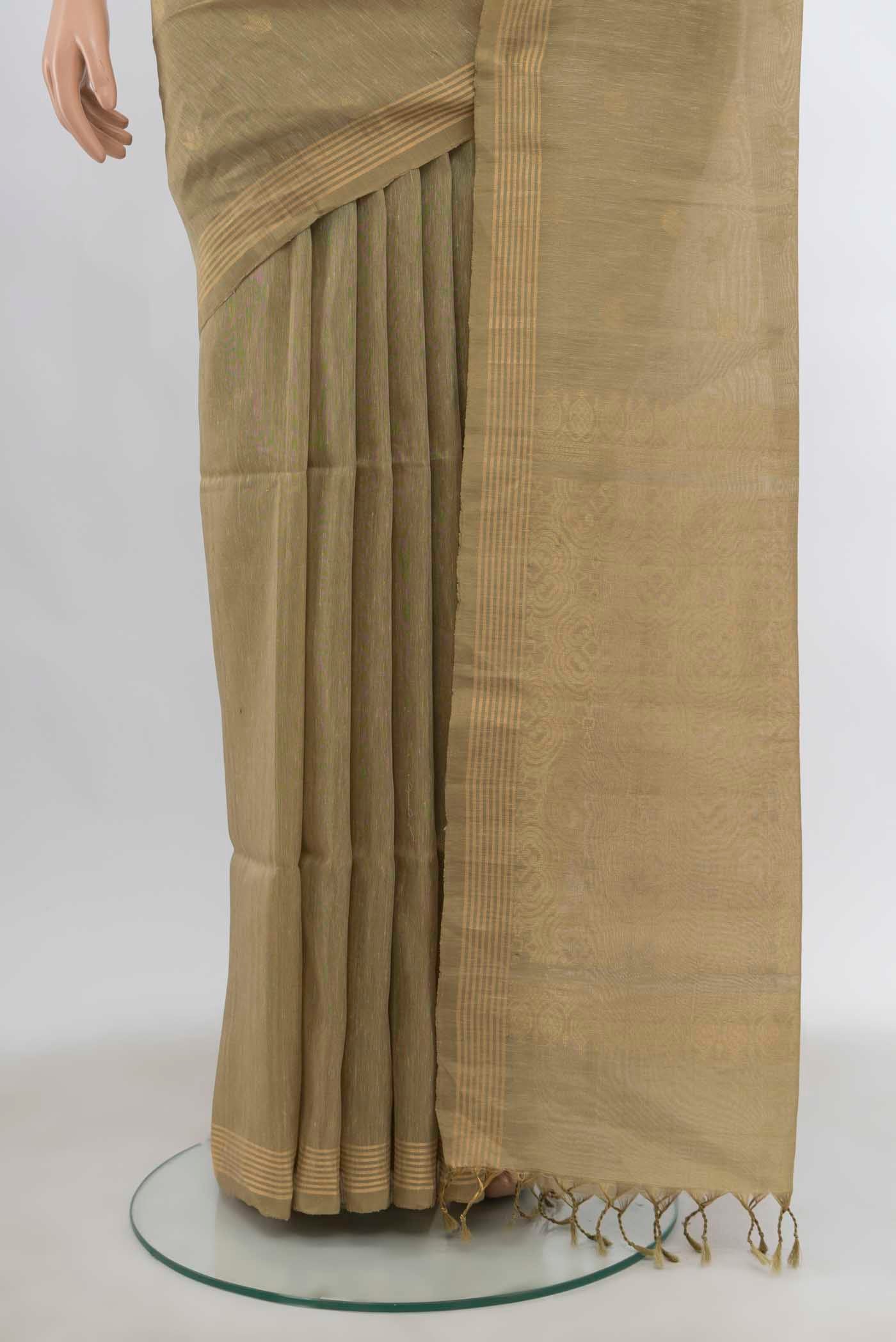 Dark Beige Soft Silk Saree - Image 3