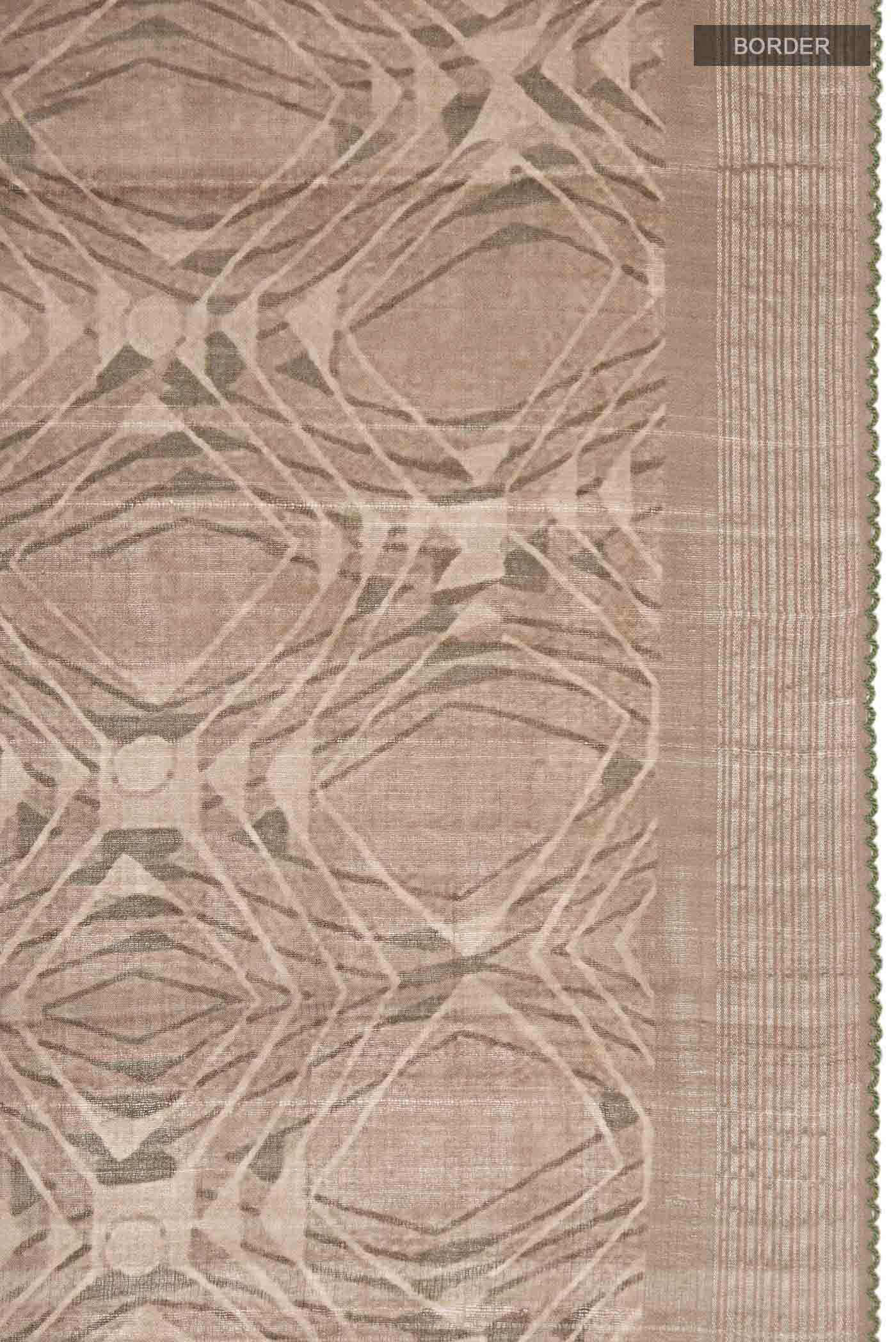 Dark Beige Tussar Silk Saree - Image 3