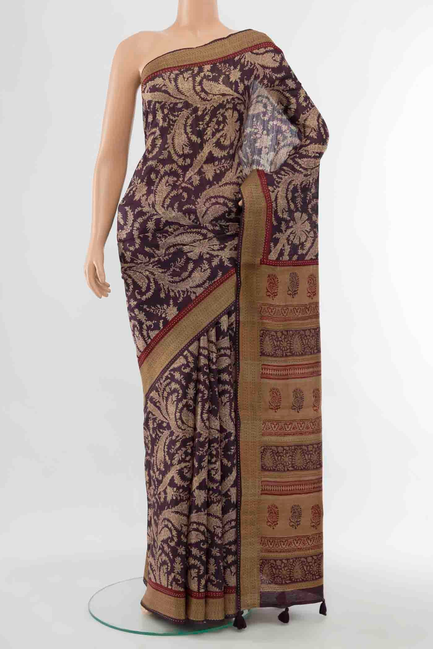 Coffee Brown Tussar Silk Saree