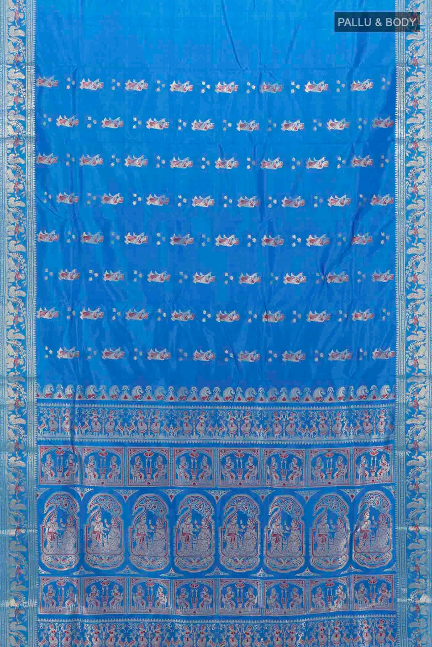 Royal Blue Baluchari Silk Saree - Image 5