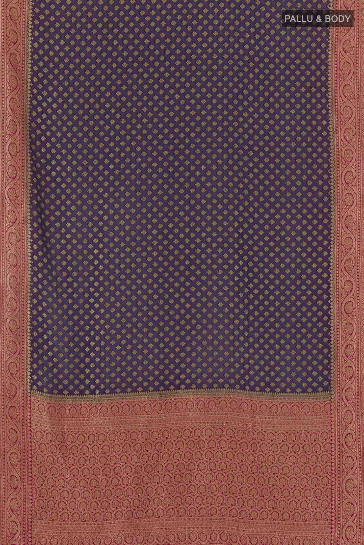 Dark Blue Banarasi Georgette Saree - Image 5
