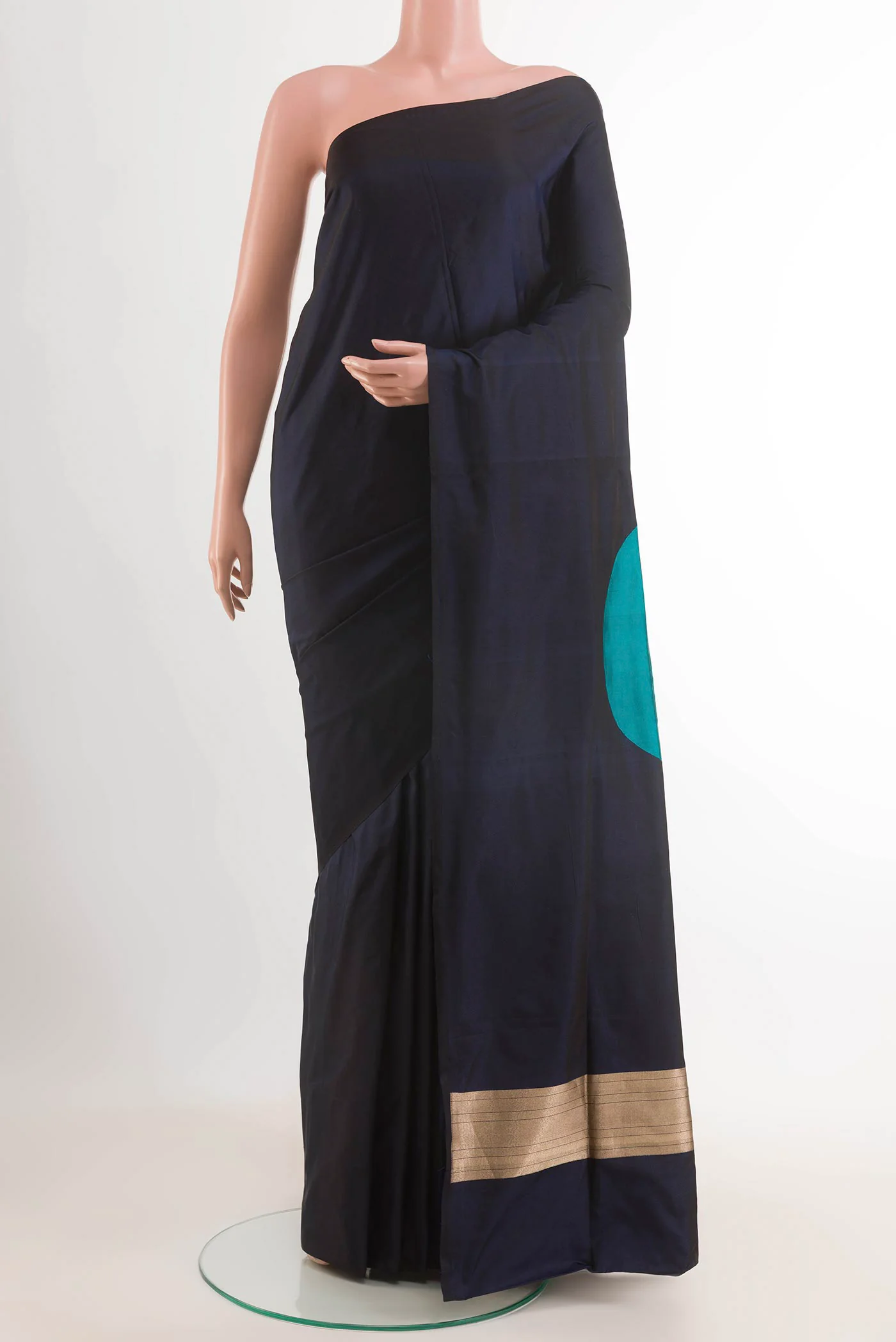 Dark Blue Banarasi Silk Saree