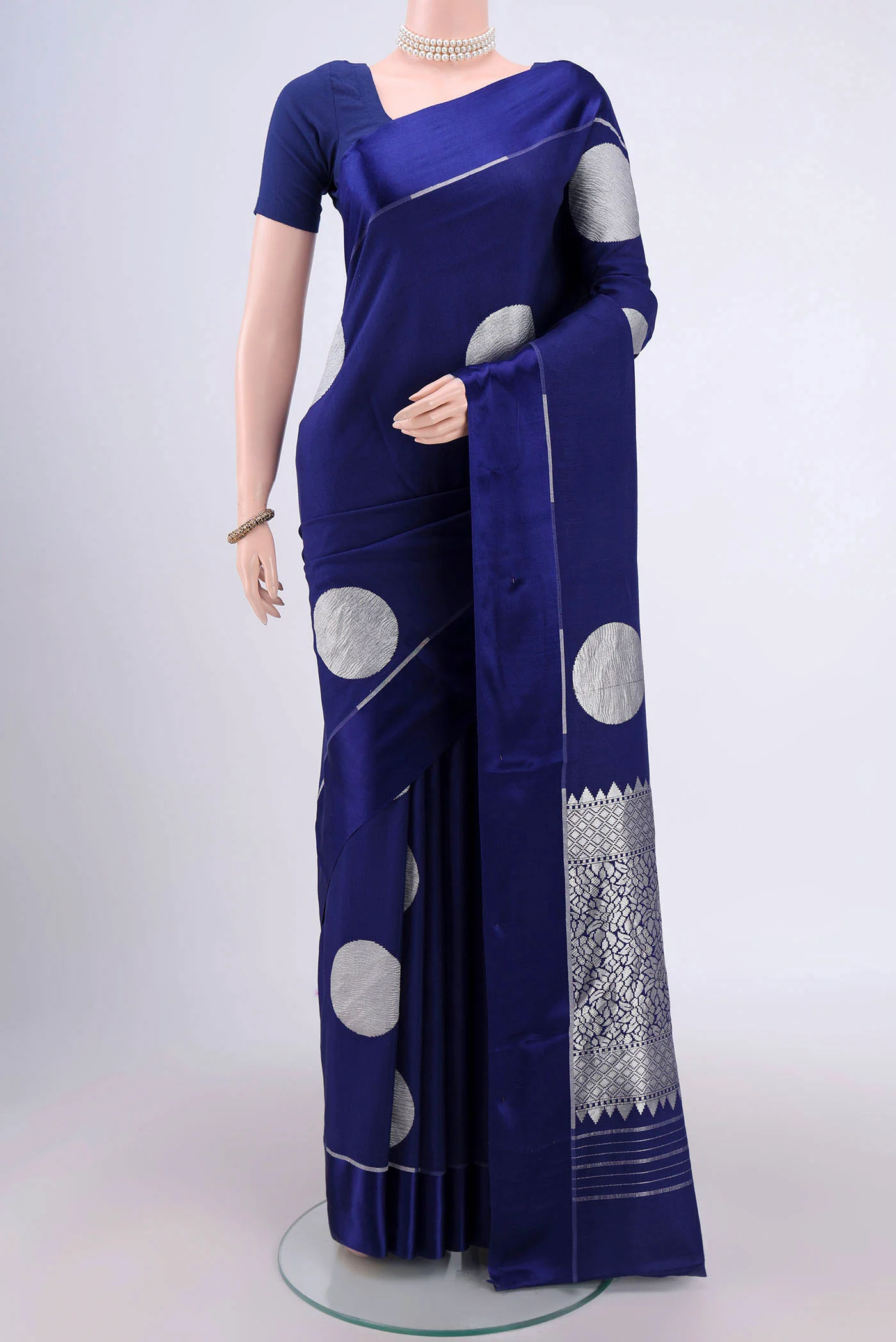 Oxford Blue Banarasi Silk Saree