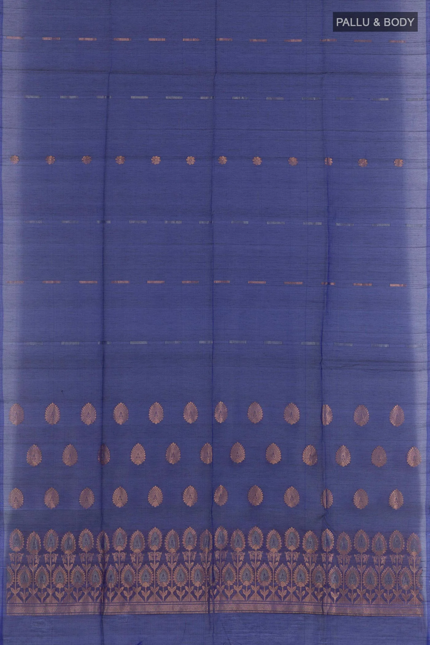Dark Blue Silk Cotton Saree - Image 3