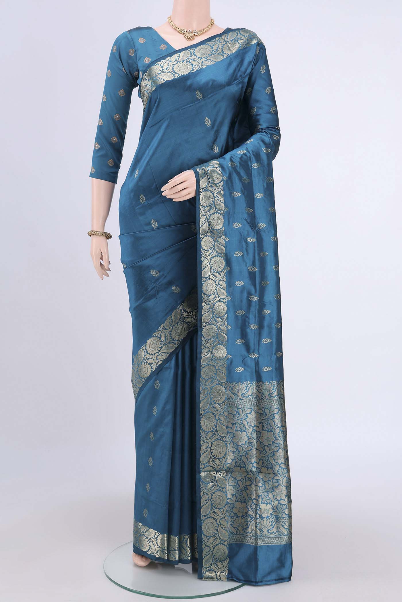 Blue Banarasi Katan Silk Saree
