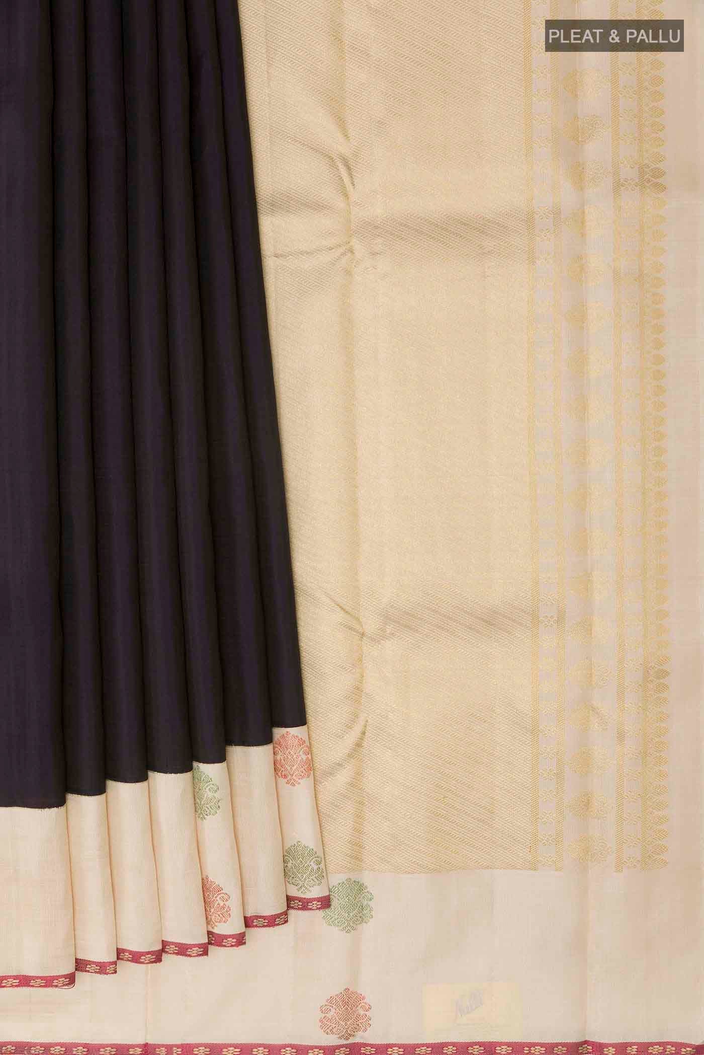 Dark Blue Kanchipuram Silk Saree - Image 4