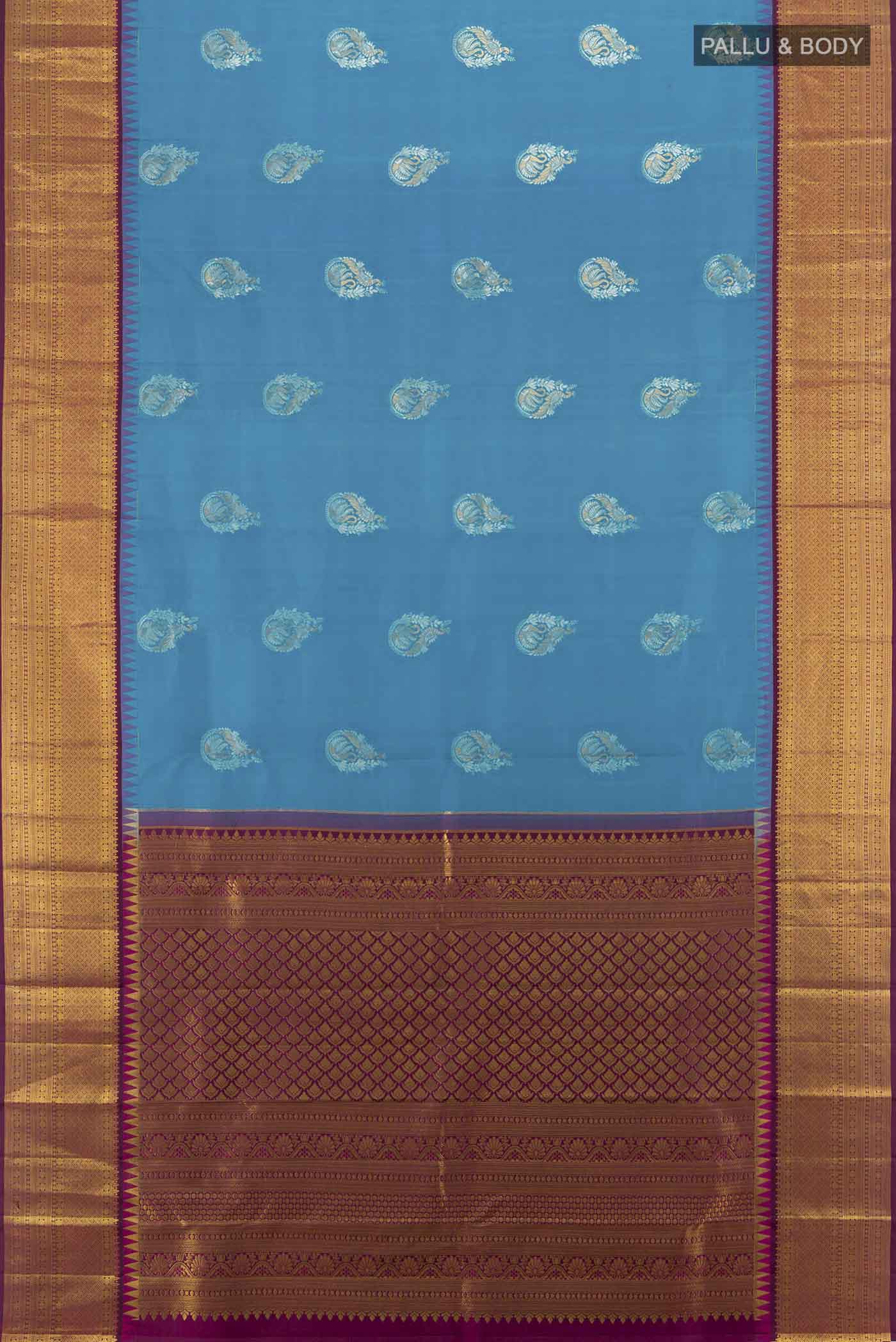 Blue Kanjivaram Silk Saree - Image 5
