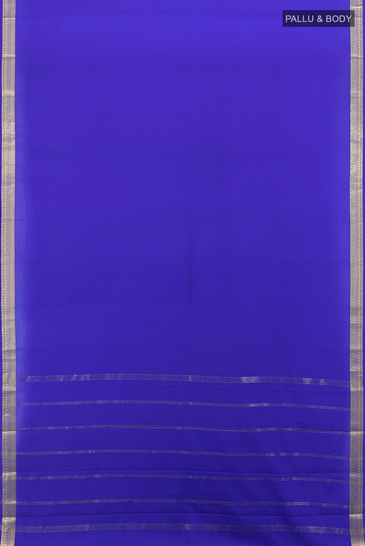 Royal Blue Mysore Crepe Saree - Image 5